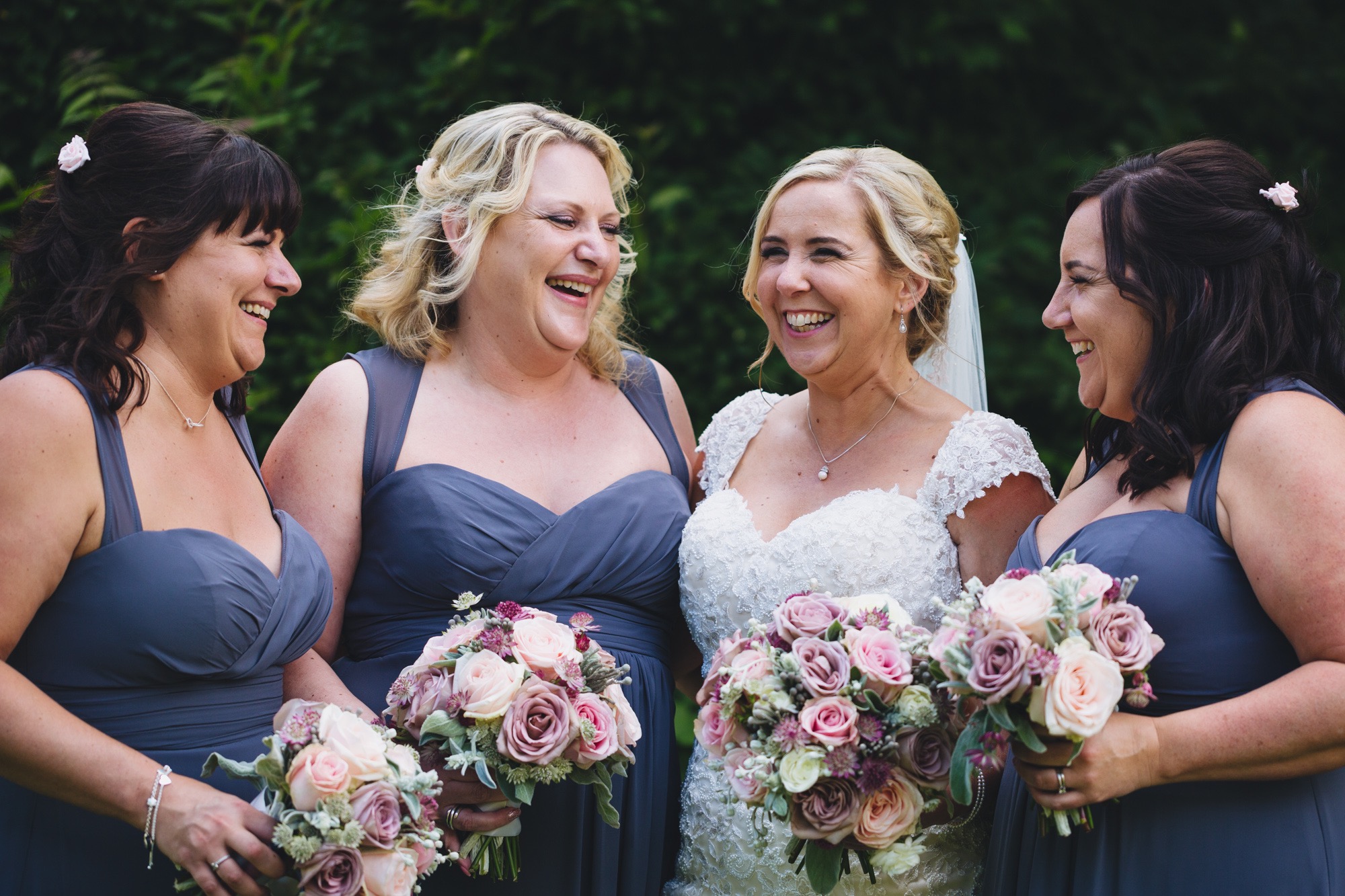 bride and bridesmaids with south wales wedding photographer
