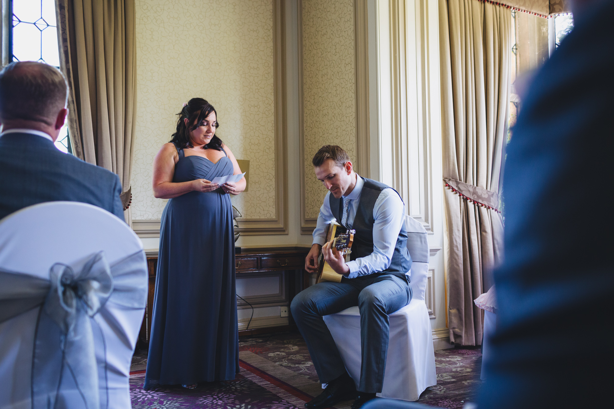 music at wedding ceremony captured by south wales wedding photographer, cardiff