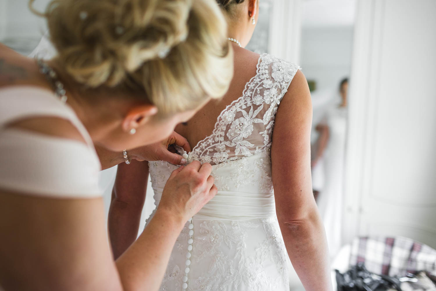 bride's dress with south wales wedding photographer