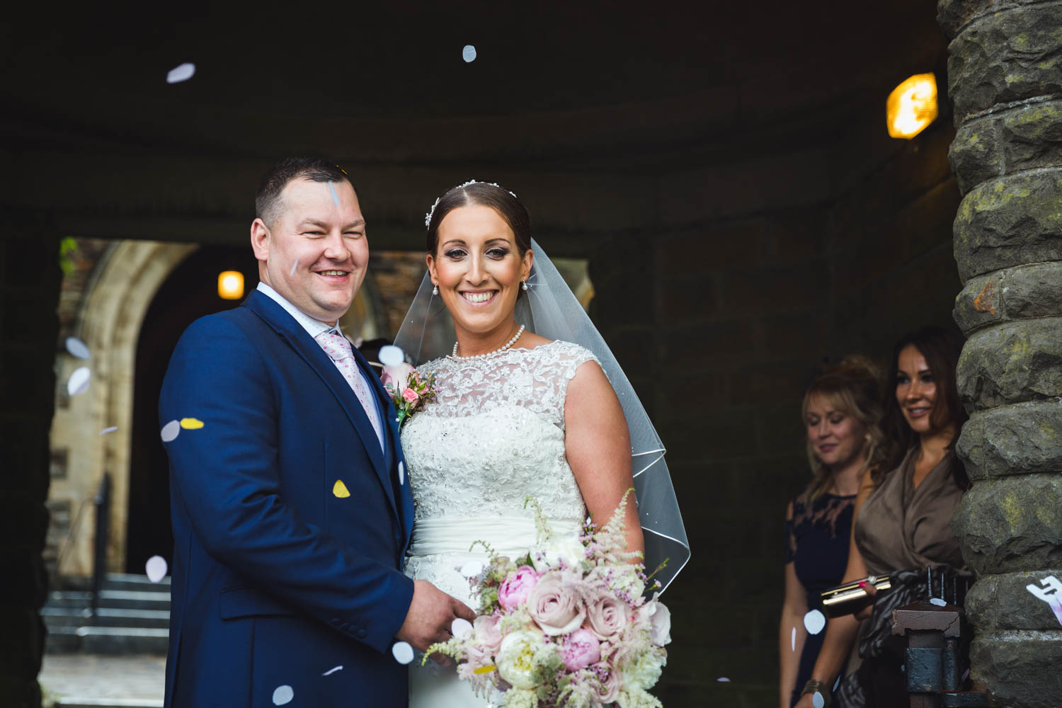 Confetti at St Martins church Caerphilly by south wales wedding photographer