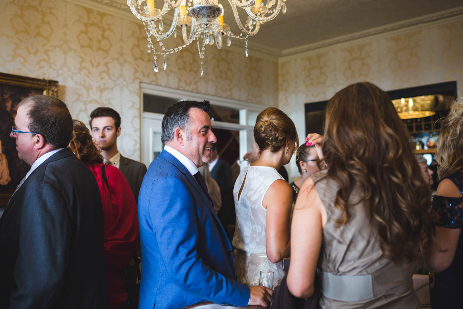 Guests inside The New House Country Hotel, Thornhill, Cardiff with south wales wedding photographer photos