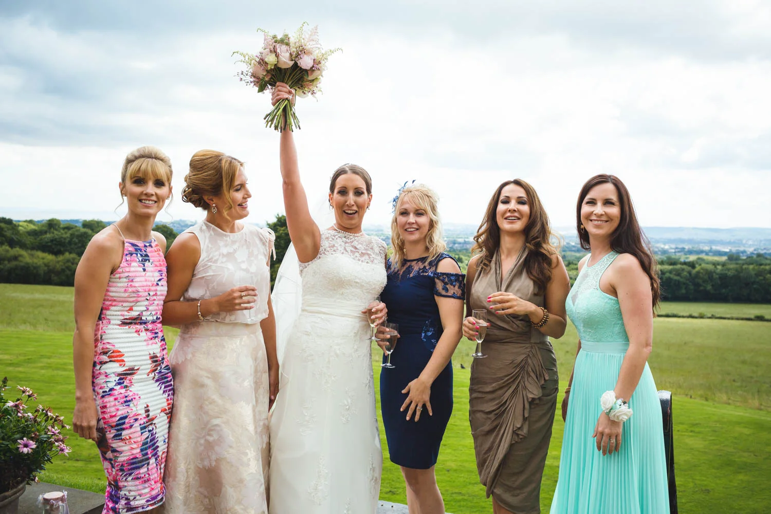 Bride and her friends at The New House Country Hotel, Thornhill, Cardiff with south wales wedding photographer photos