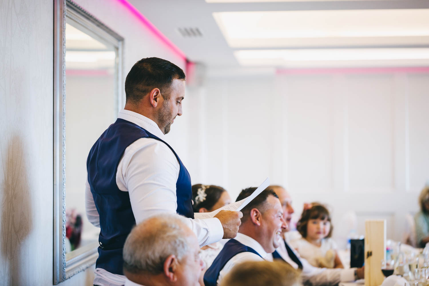 Best mans speech at the New House Country hotel thornhill cardiff with south wales wedding photographer