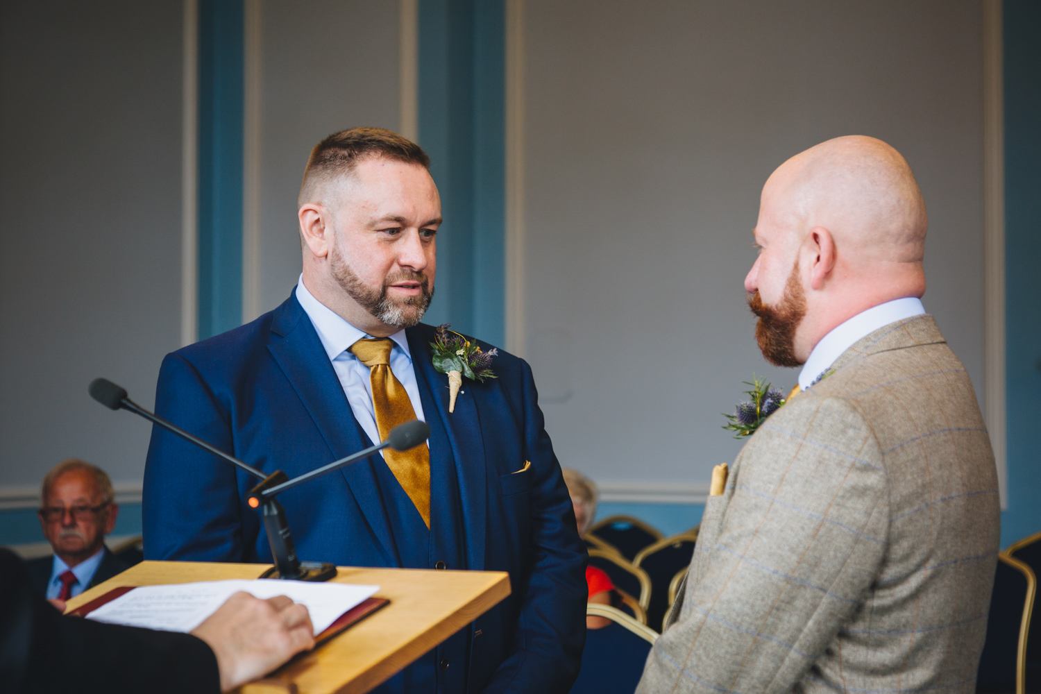  wedding promises at gay wedding ceremony at cardiff city hall with gay friendly south wales wedding photographer