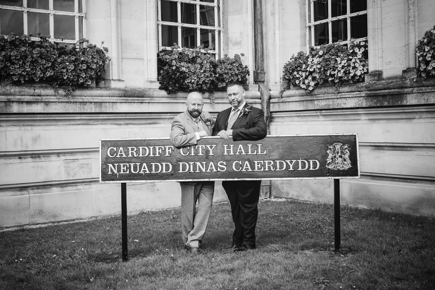 just married at our gay wedding ceremony at cardiff city hall with gay friendly south wales wedding photographer