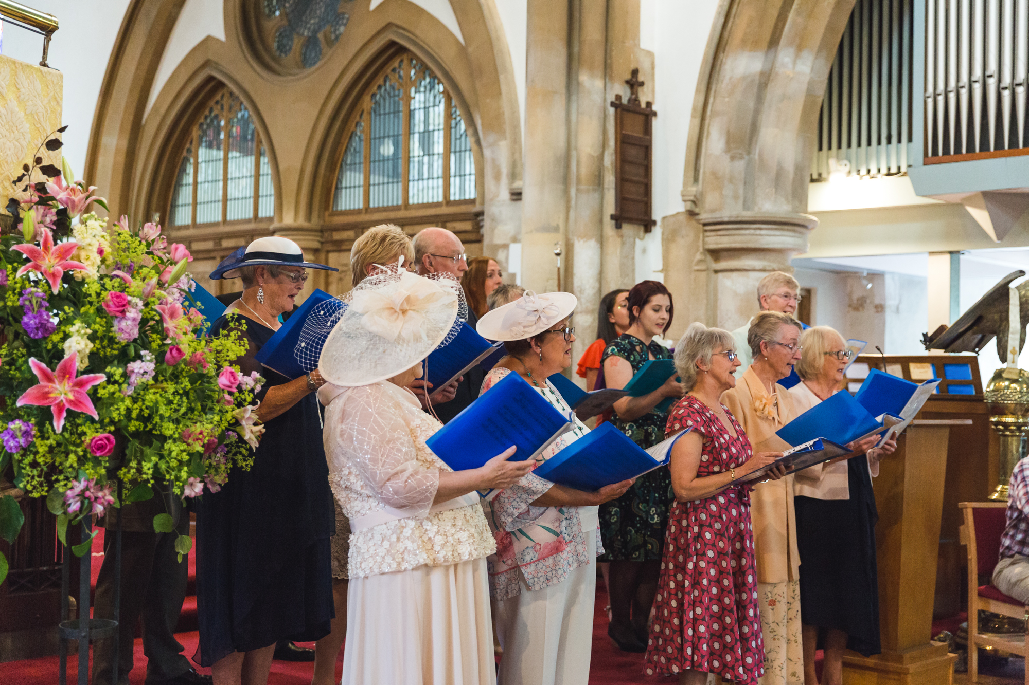 Church choir singing at a wedding at St Martons Church, Caerphilly