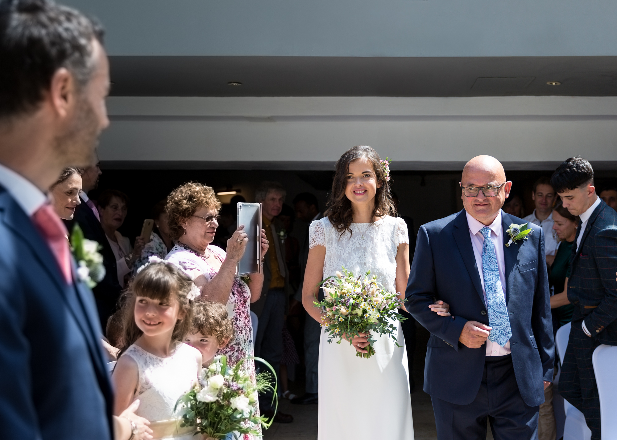 Bride and groom at Llechwen Hall wedding ceremony