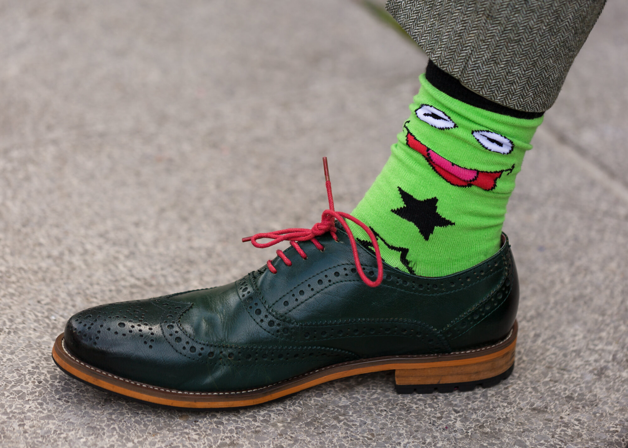 kermit the frog socks at a wedding