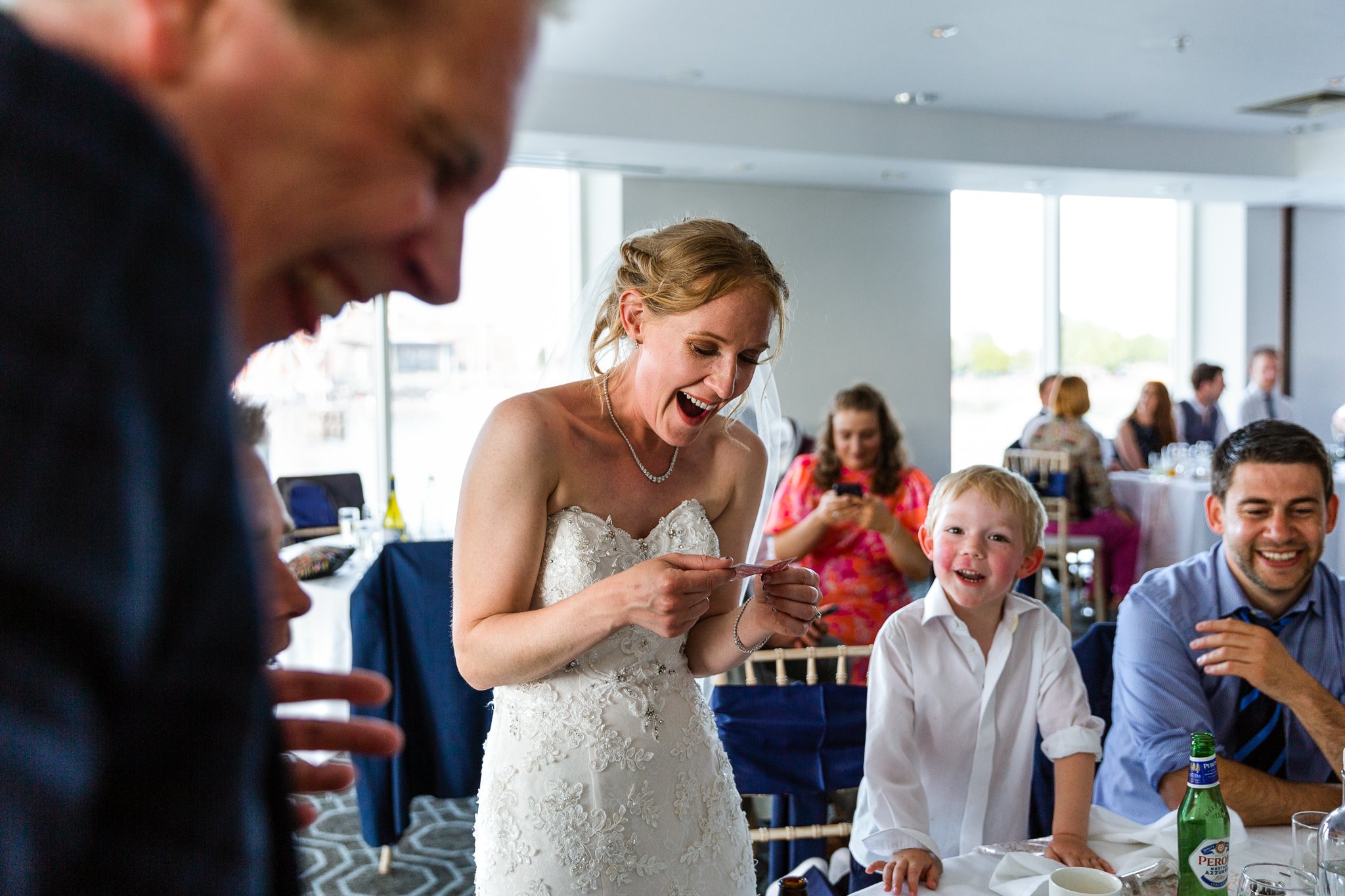 bride at st davids hotel cardiff bay with magician