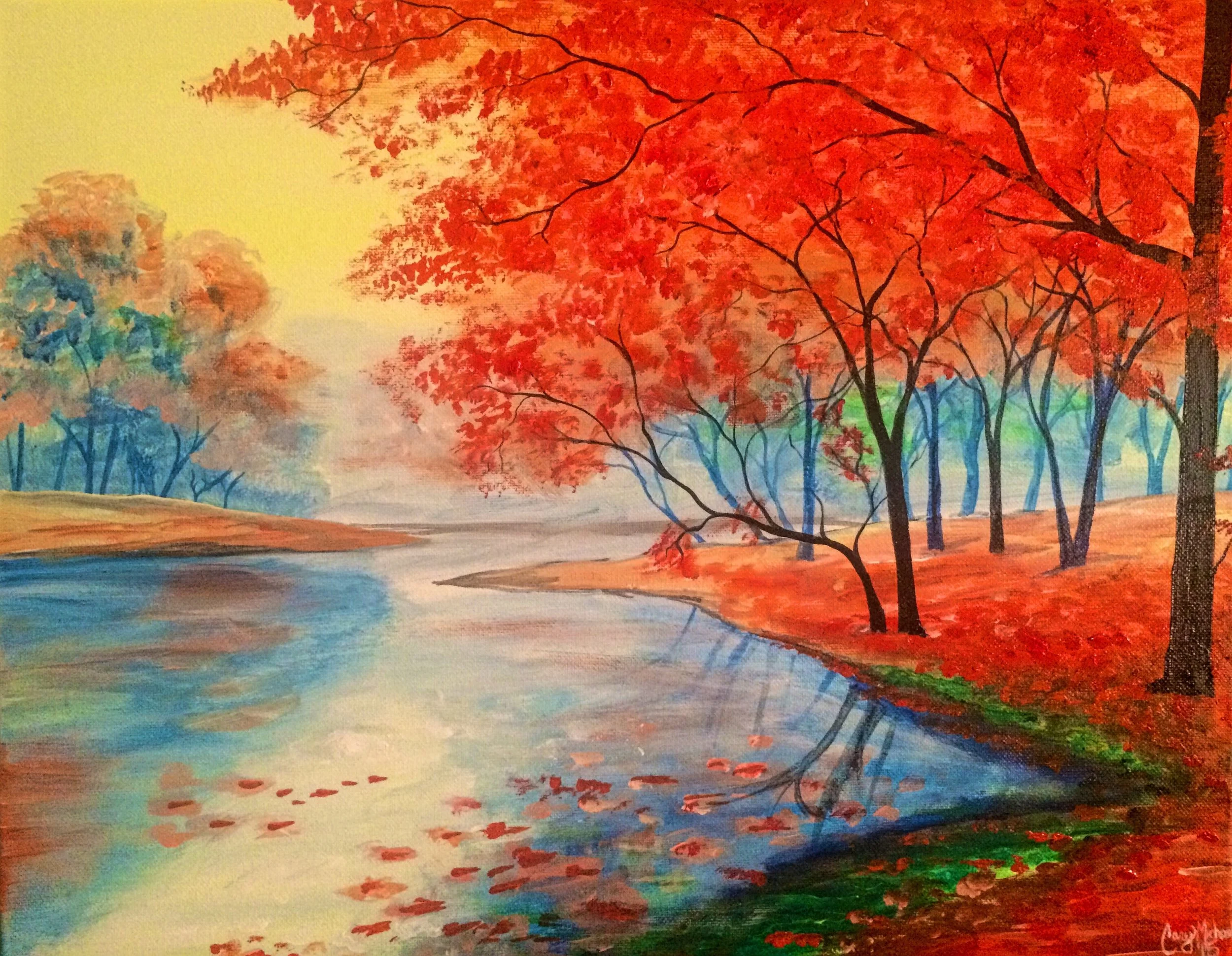 Autumn Landscape with Lake