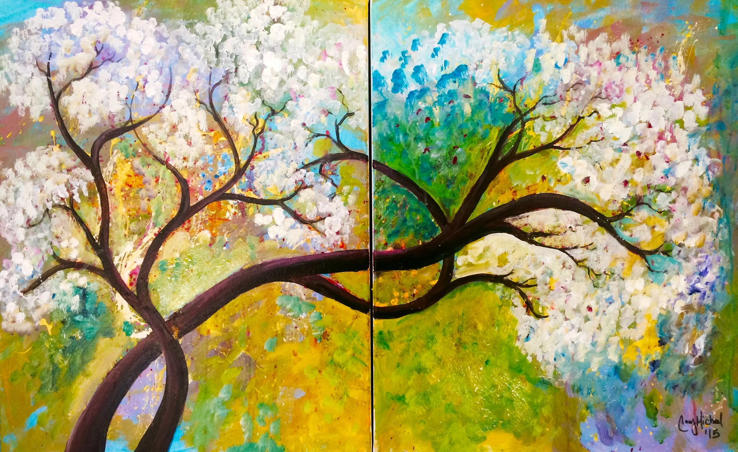 Whimsical Diptych Tree