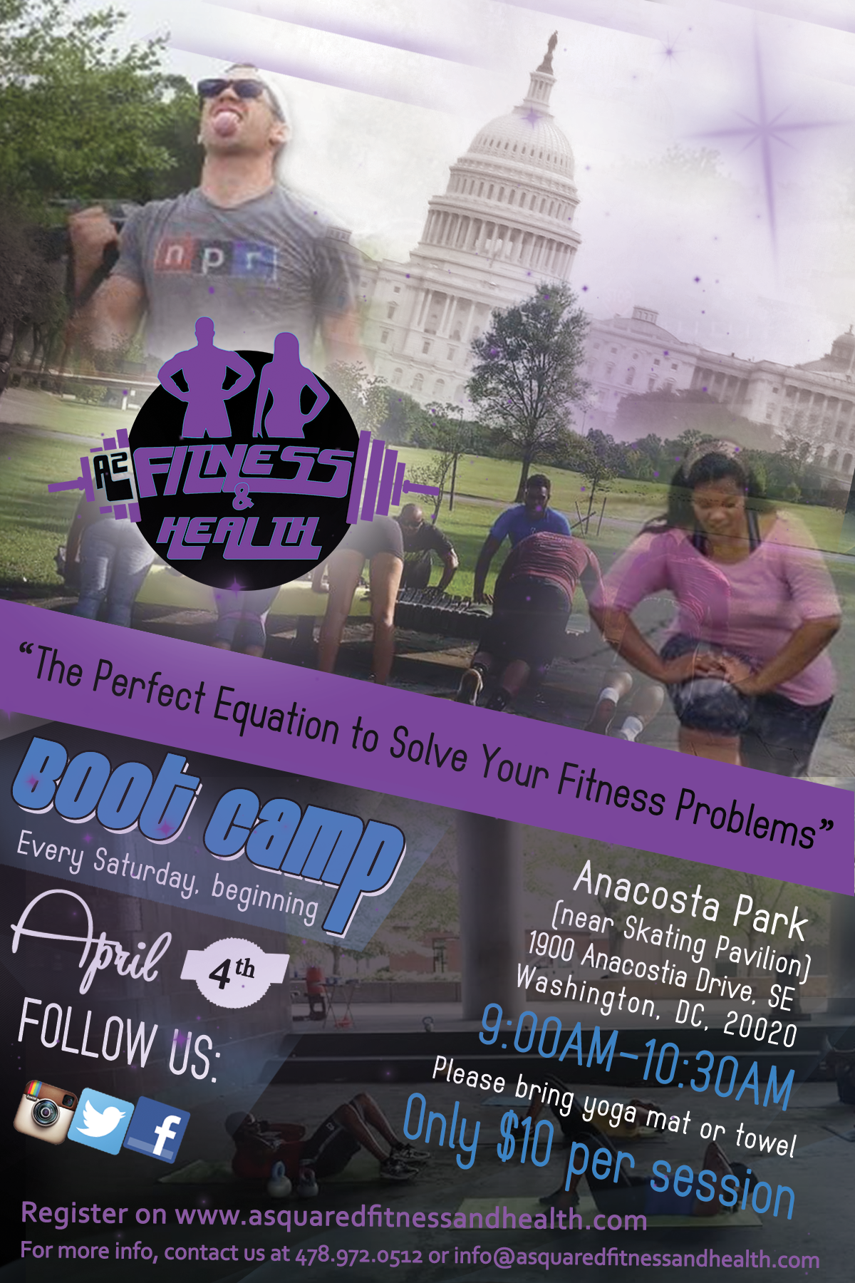 "A Squared Fitness & Health" Bootcamp Flyer