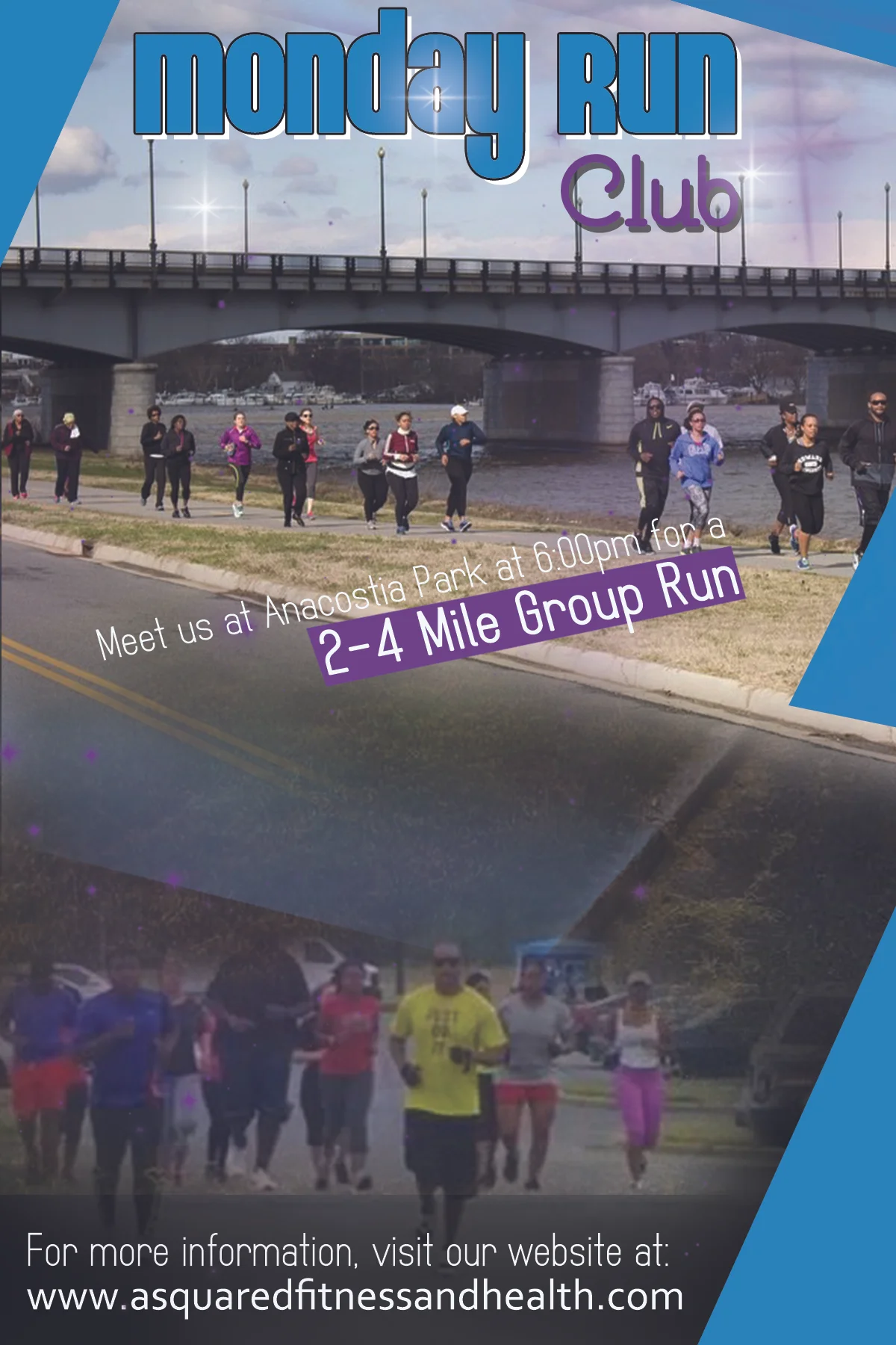 "A Squared Fitness & Health" Monday Run Club Flyer