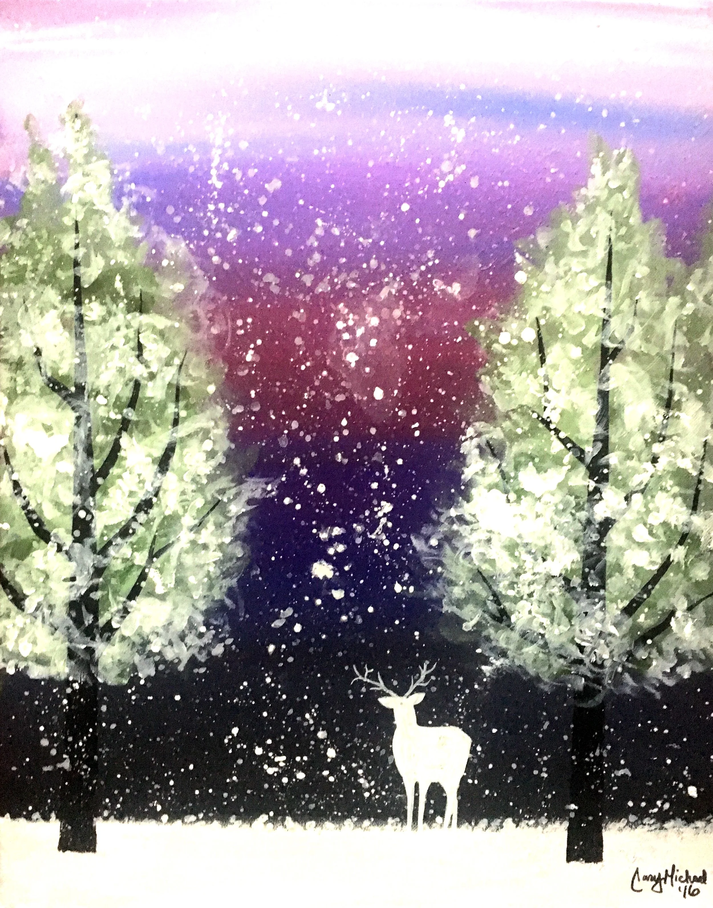Winter Scene with Reindeer