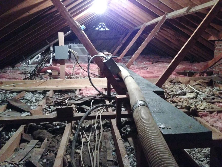 Existing insulation was sparse at best in this 1950 built home. Winters were cold and summers were hot. Time to insulate.