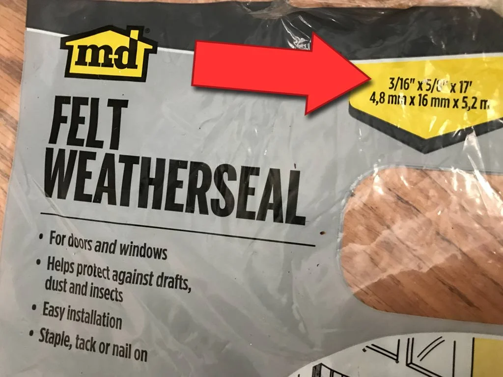 Felt Weatherseal - this package from Westlake Hardware, is cheap at under $3 for one door's worth.