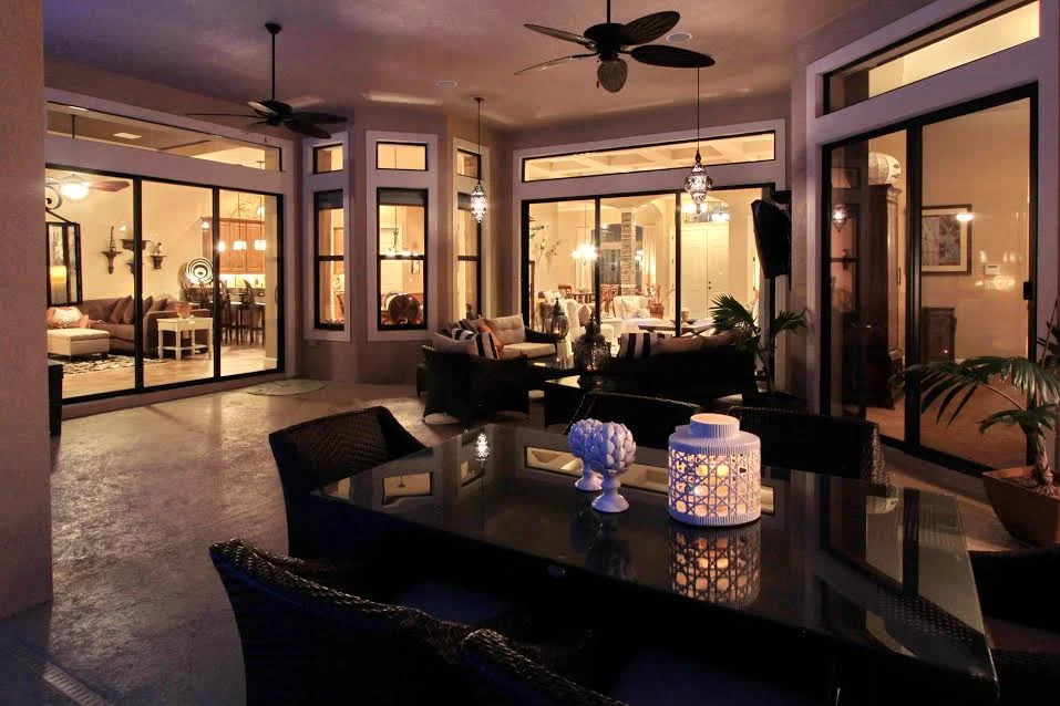 Jennifer creates an outdoor living space with ambiance lighting.