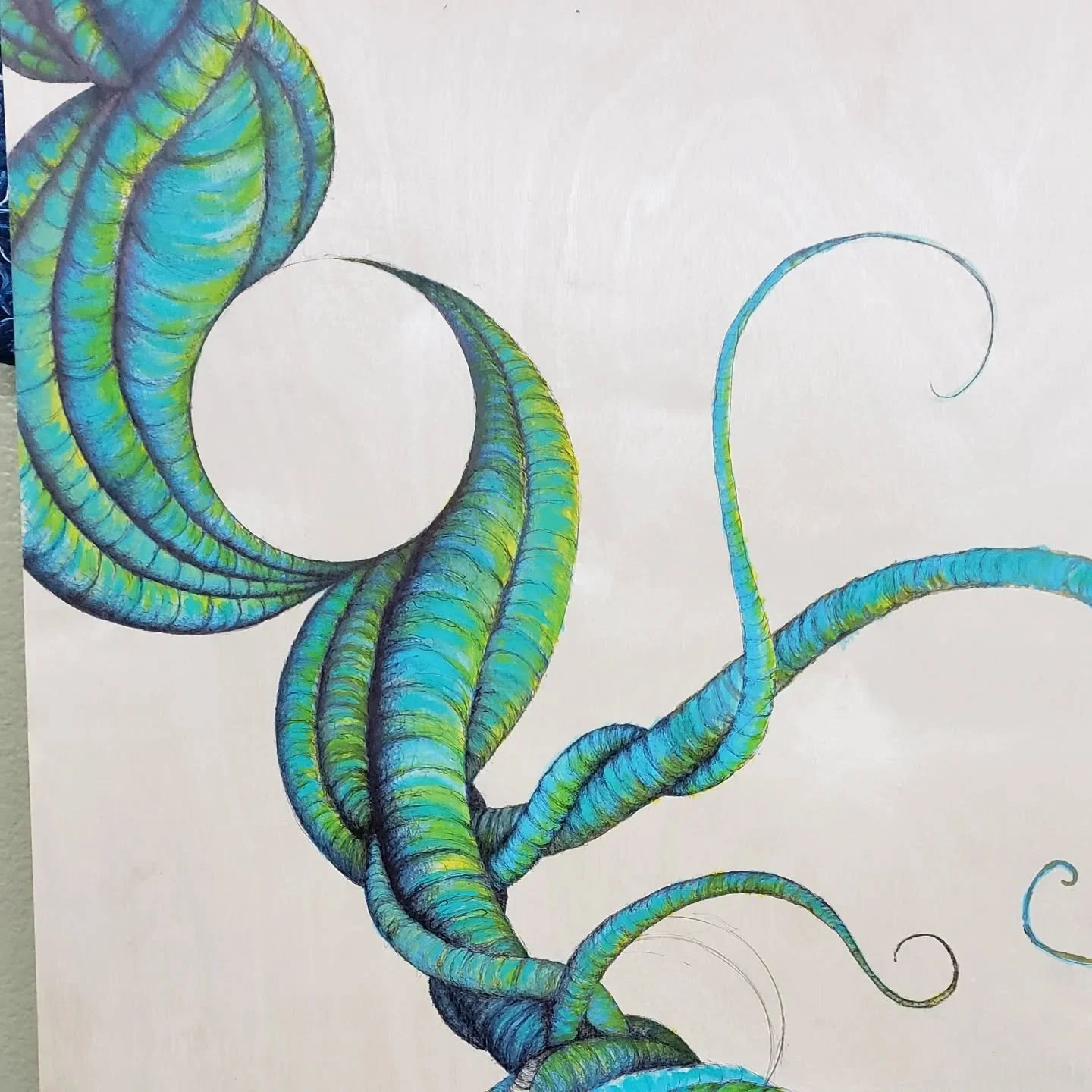 Been working on this piece for a very long time, been on and off inspired to put some ink and paint down. I may keep it with the wood unpainted.