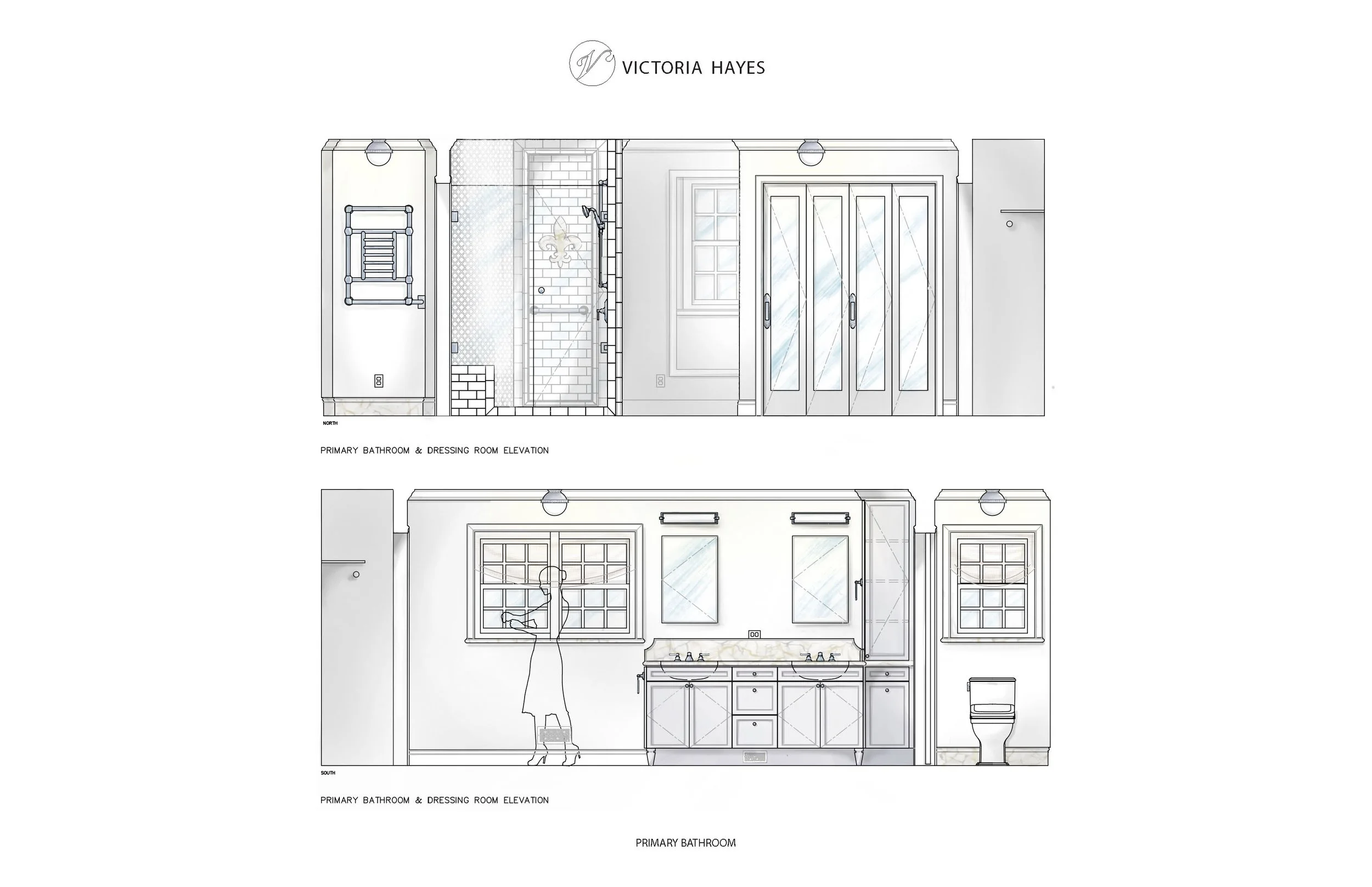 Colored Primary Bath elevations