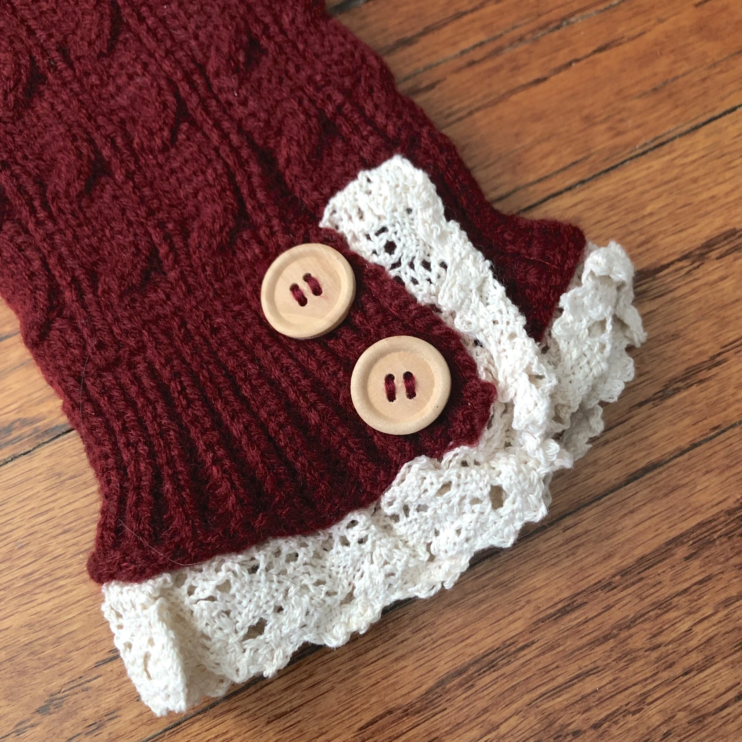 Smartdoll Lace Trimmed Sweater Wine