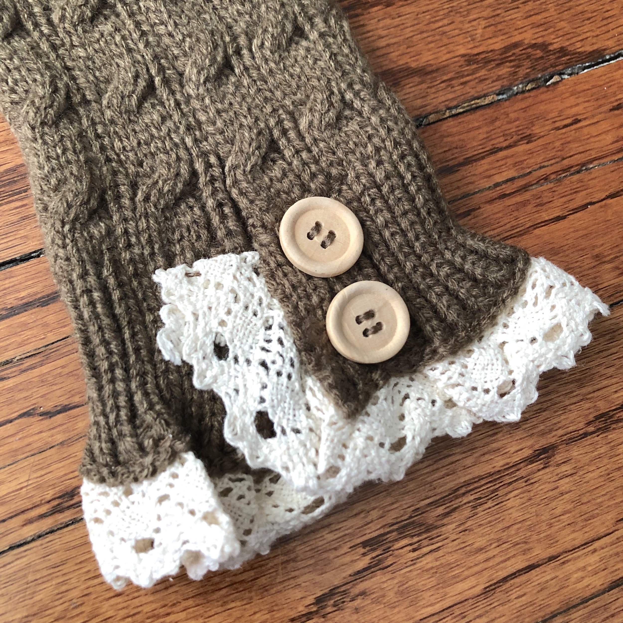 PREORDER Smartdoll Lace Trimmed Sweater Ash Brown