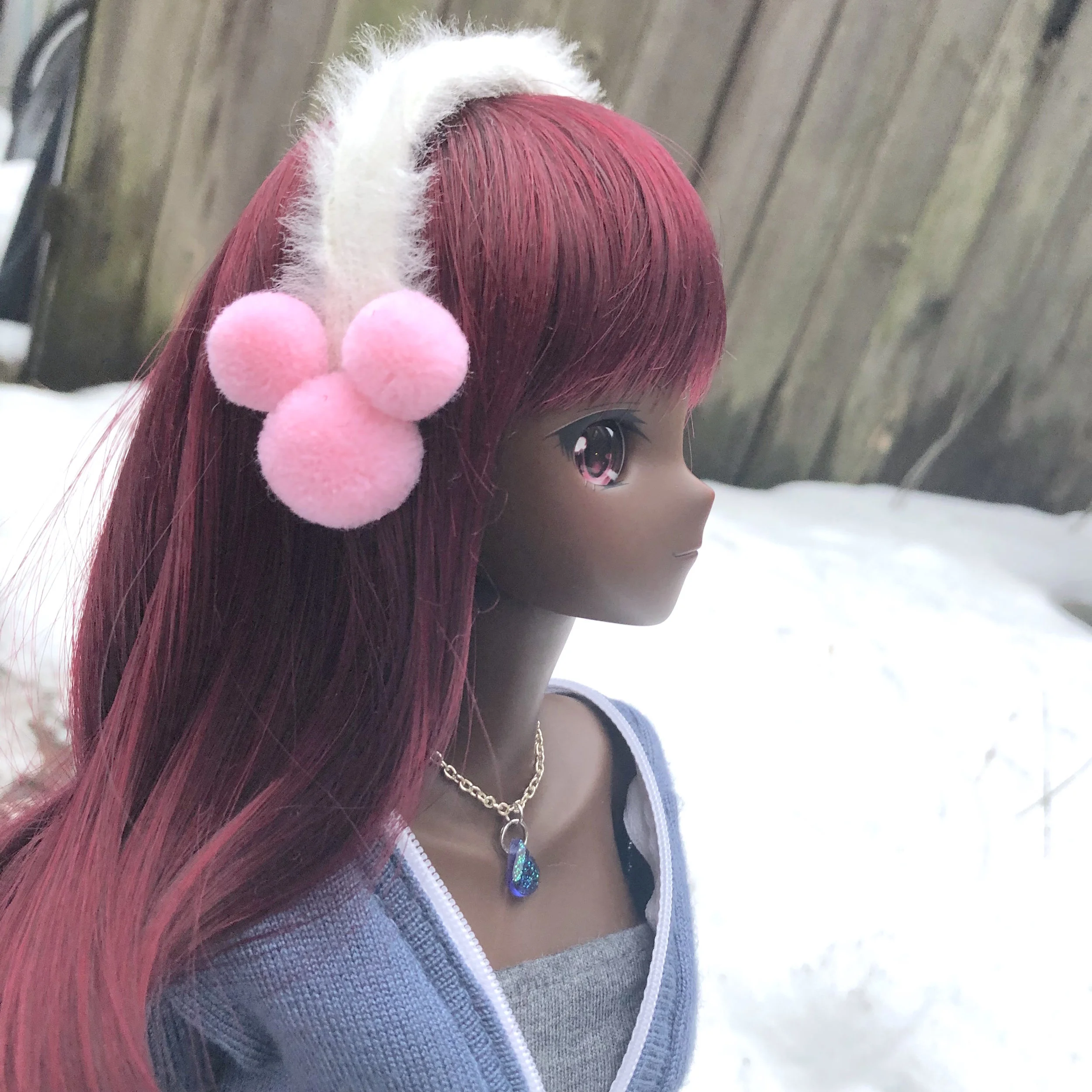 Smartdoll Fuzzy Muffs Club Ear Muffs TriPom Mickey Small Pink