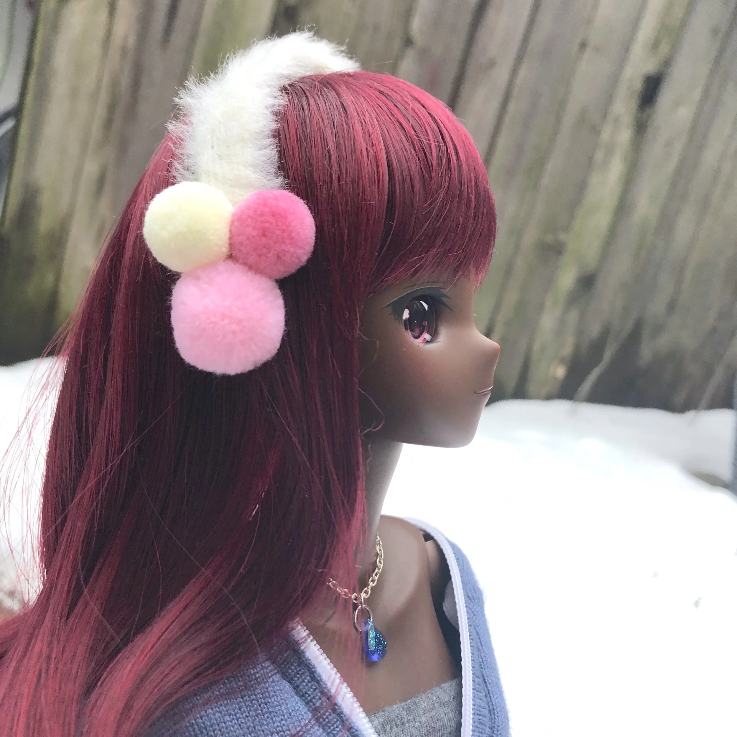 Smartdoll Fuzzy Muff Club Ear Muffs TriPom Small Pink Cream Hot Pink