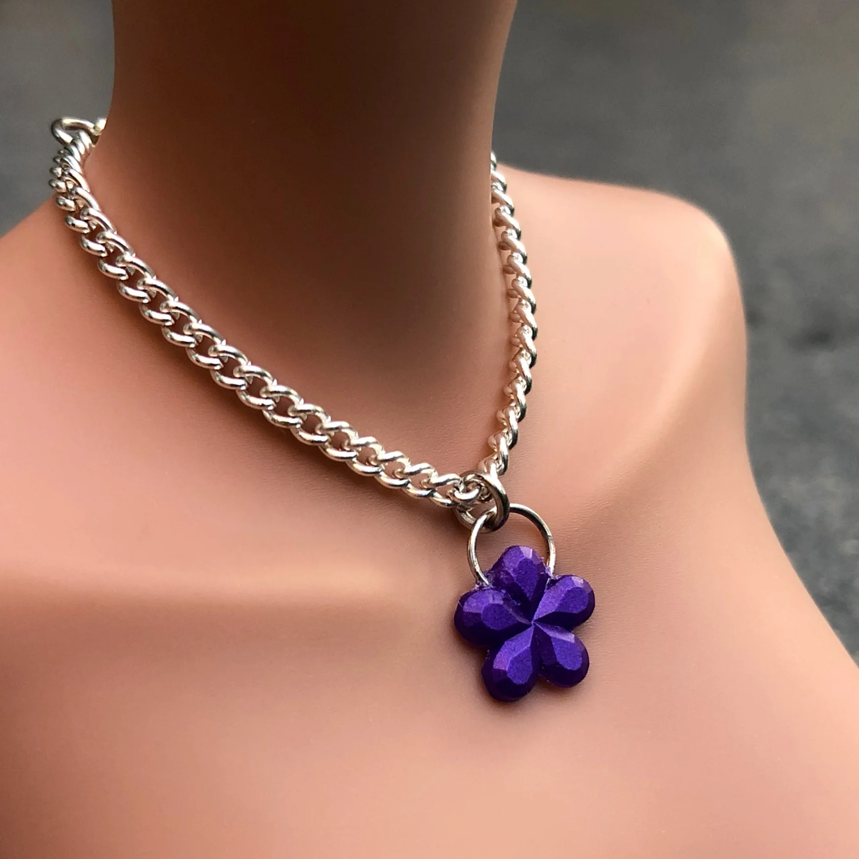 Resin Necklace Purple Flower