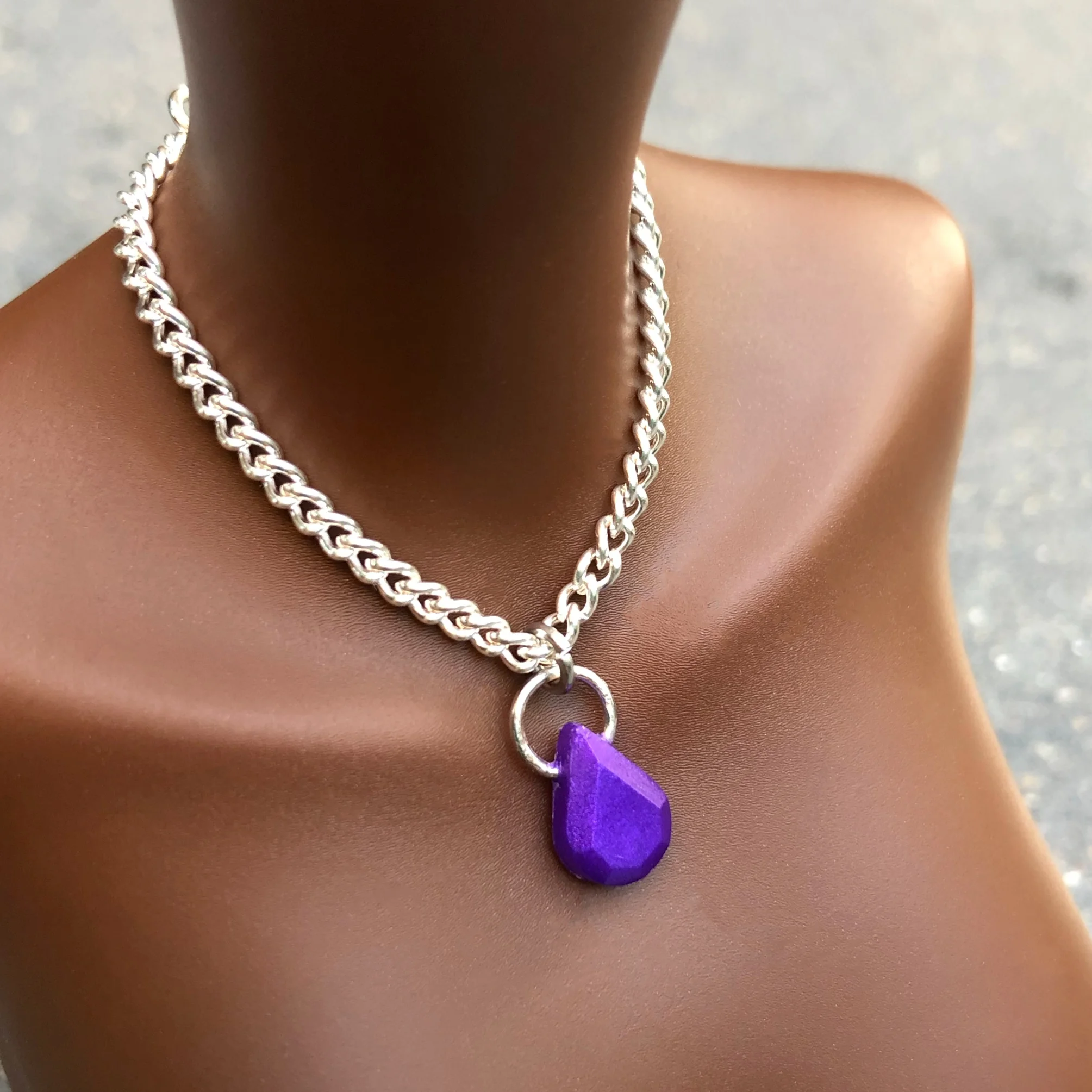 Resin Necklace Purple TearDrop