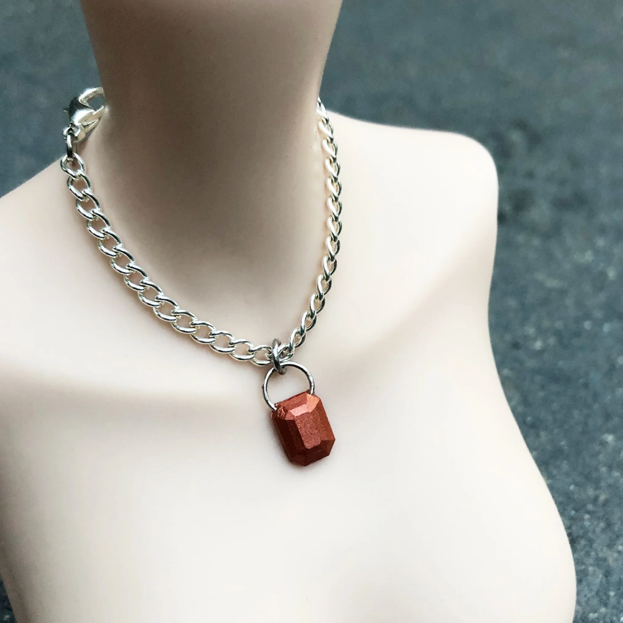 Resin Necklace Purple Emerald