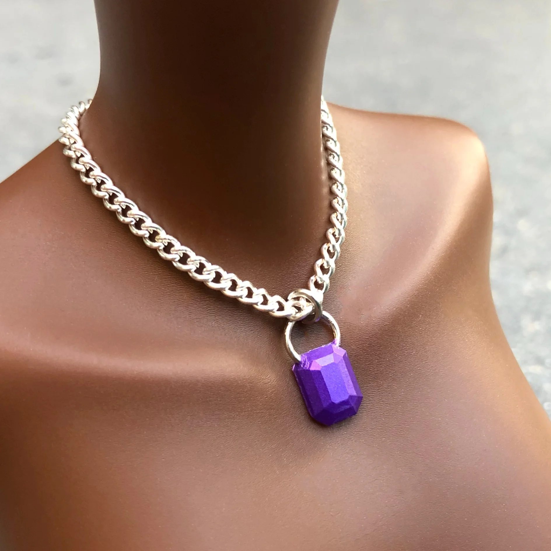 Resin Necklace Purple Emerald