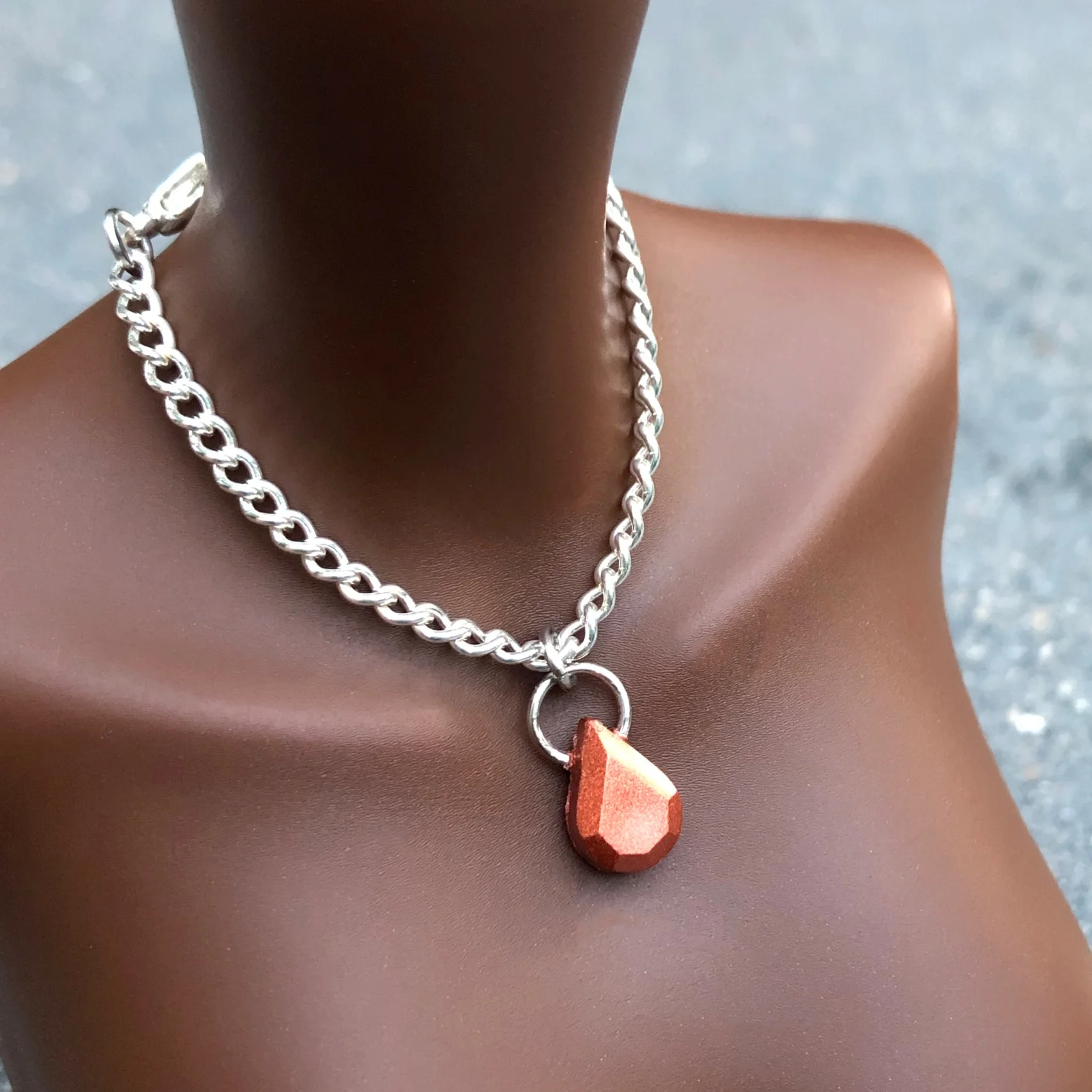 Resin Necklace Copper TearDrop