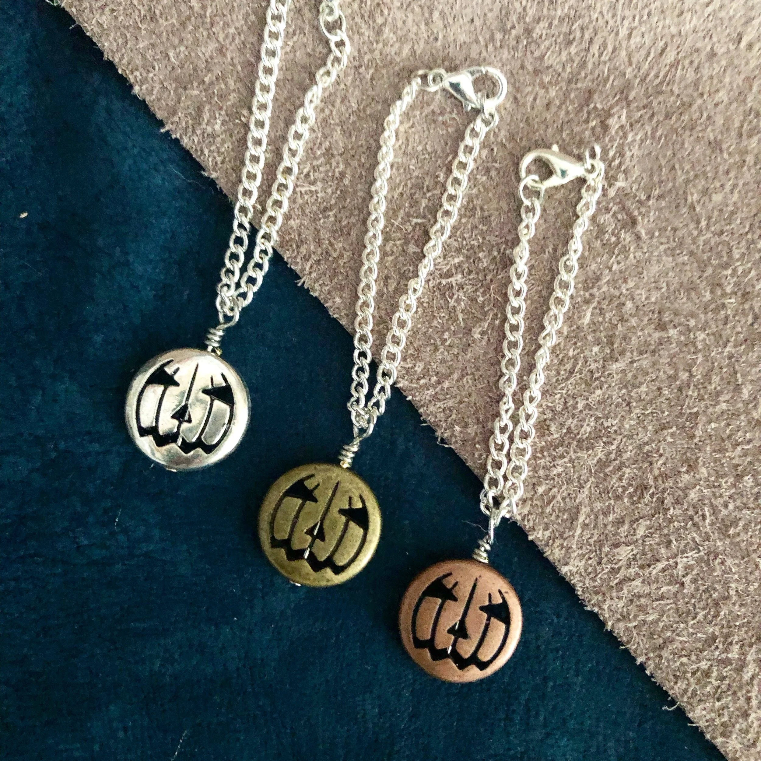 Pumpkin Necklace Copper Silver Bronze