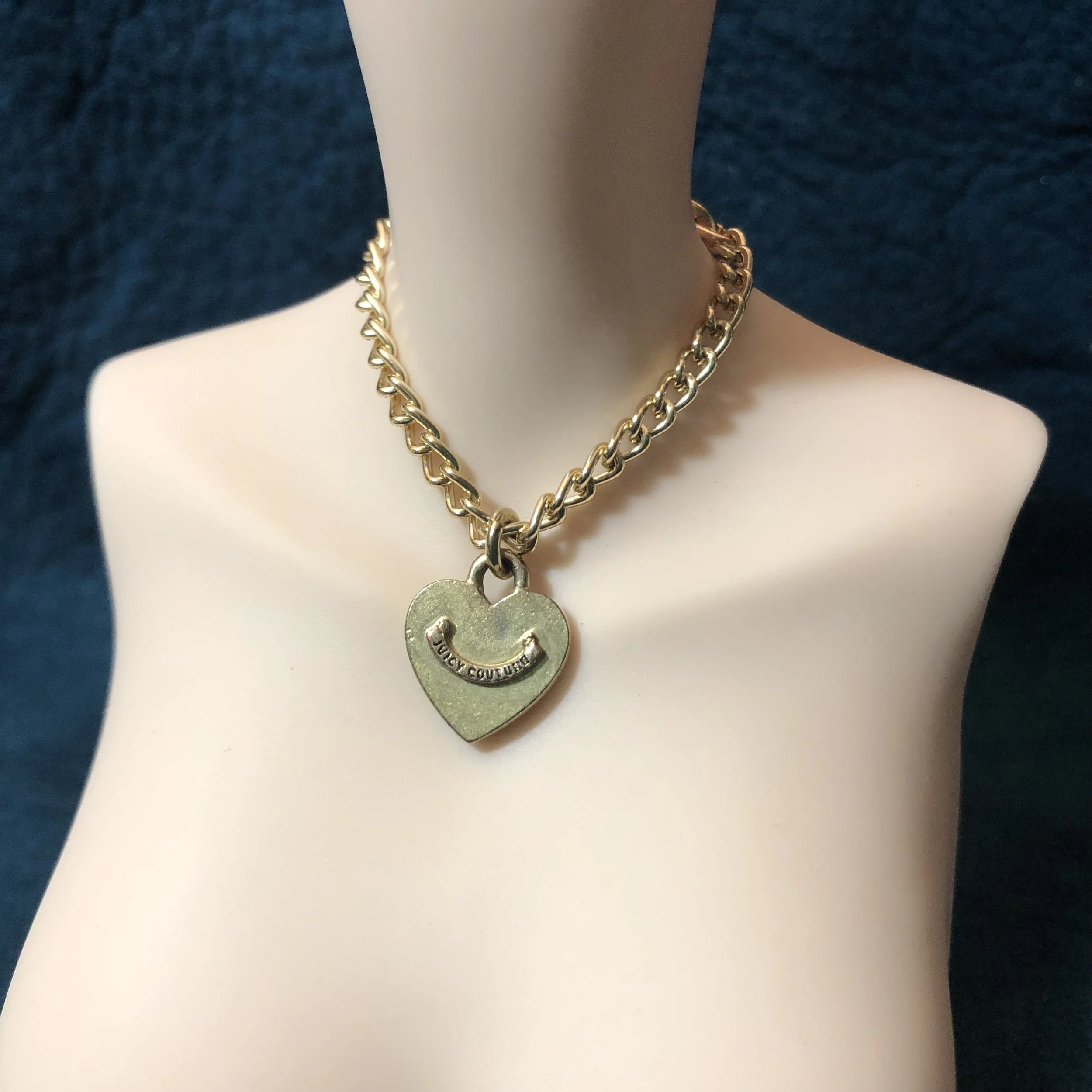 OOAK Gold Banner Heart Juicy Couture Necklace 