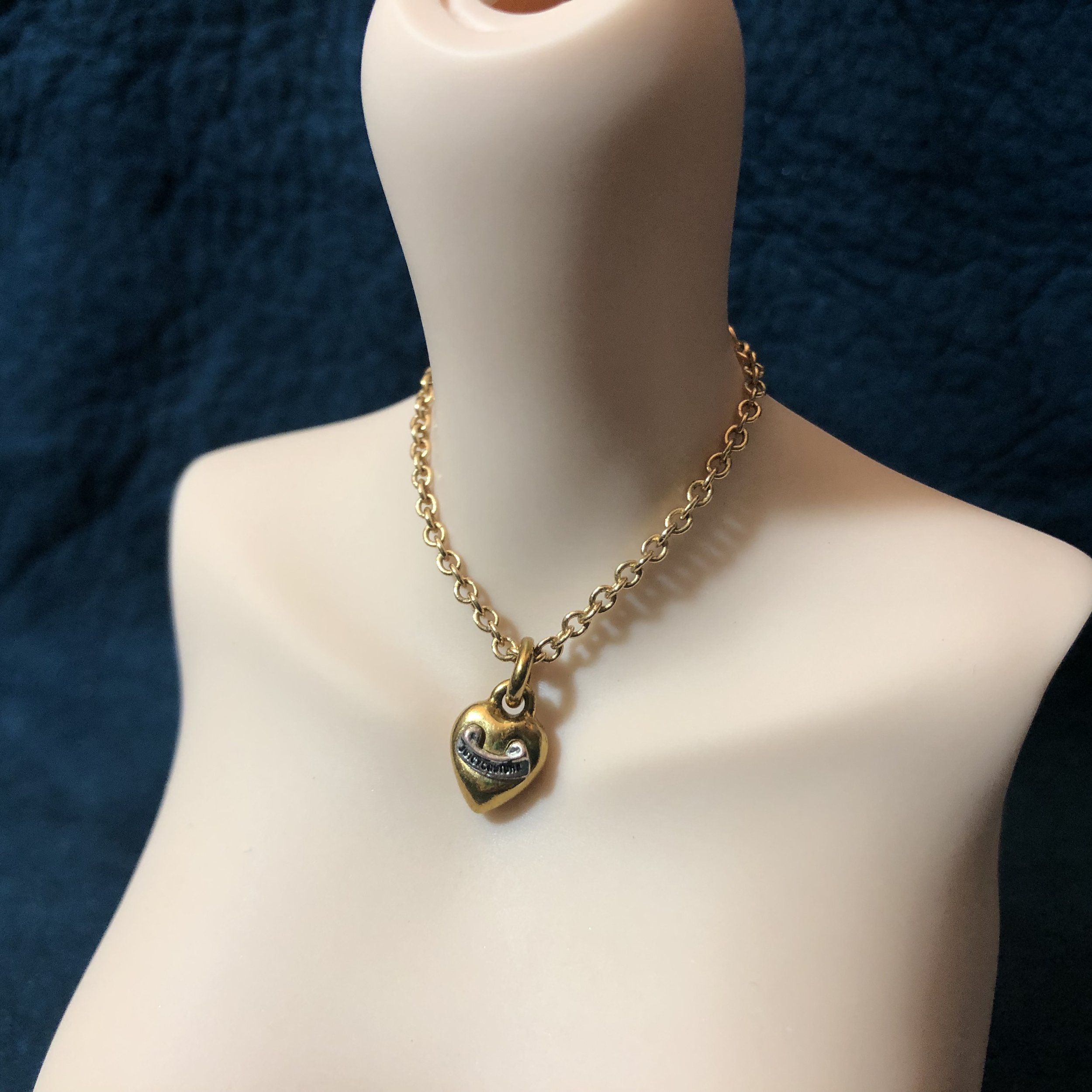 OOAK Two Tone Banner Heart Juicy Couture Necklace 