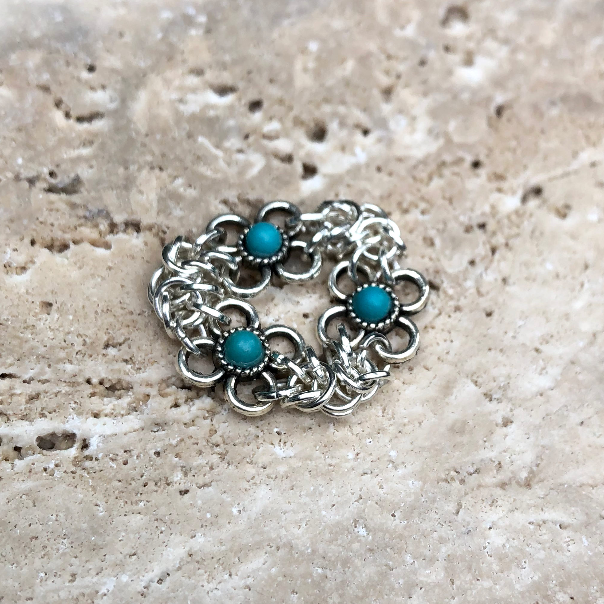 Blue Byzantine Chain Maile Bracelet