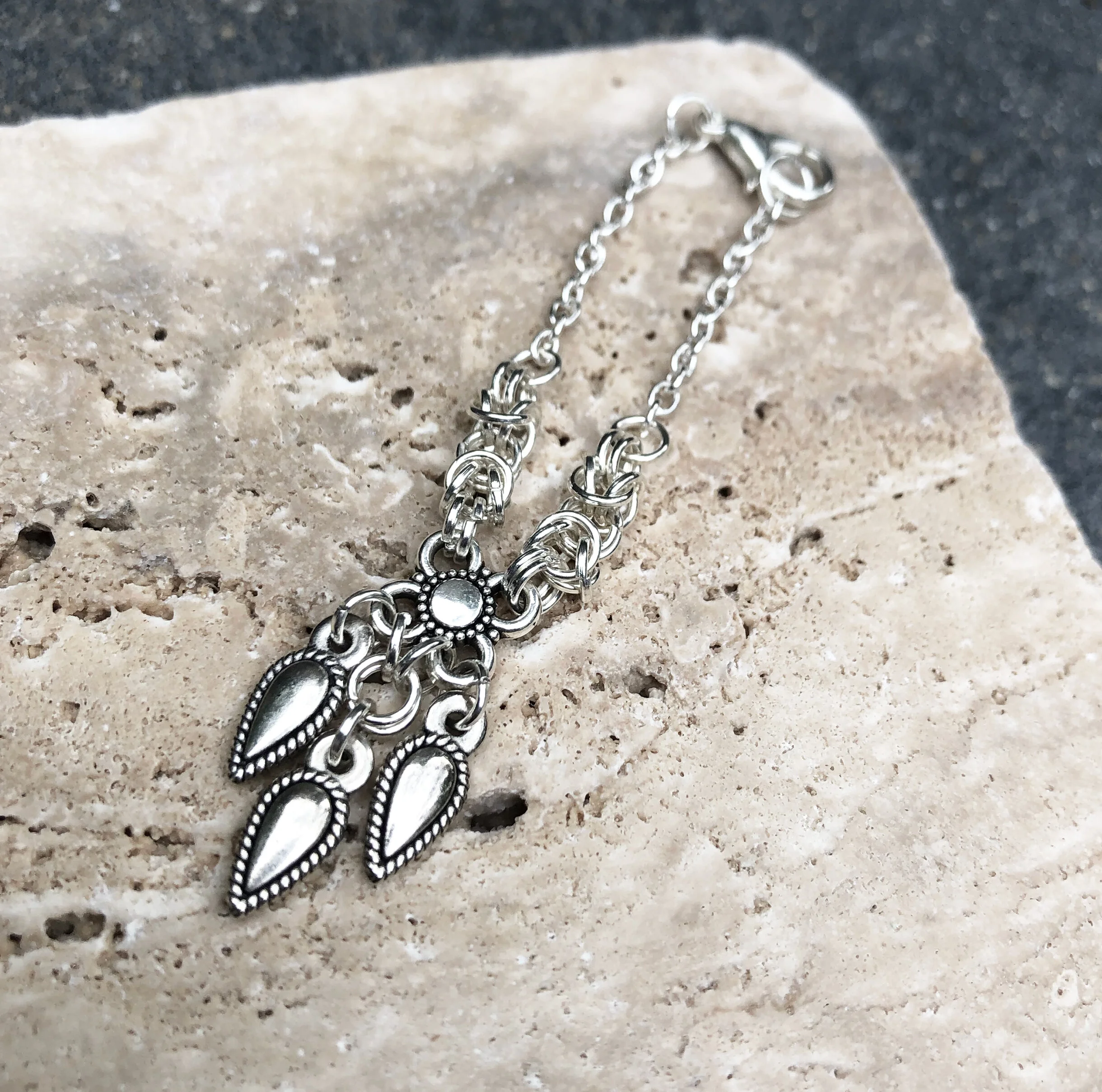 Silver Byzantine Chain Maile Pendant Necklace