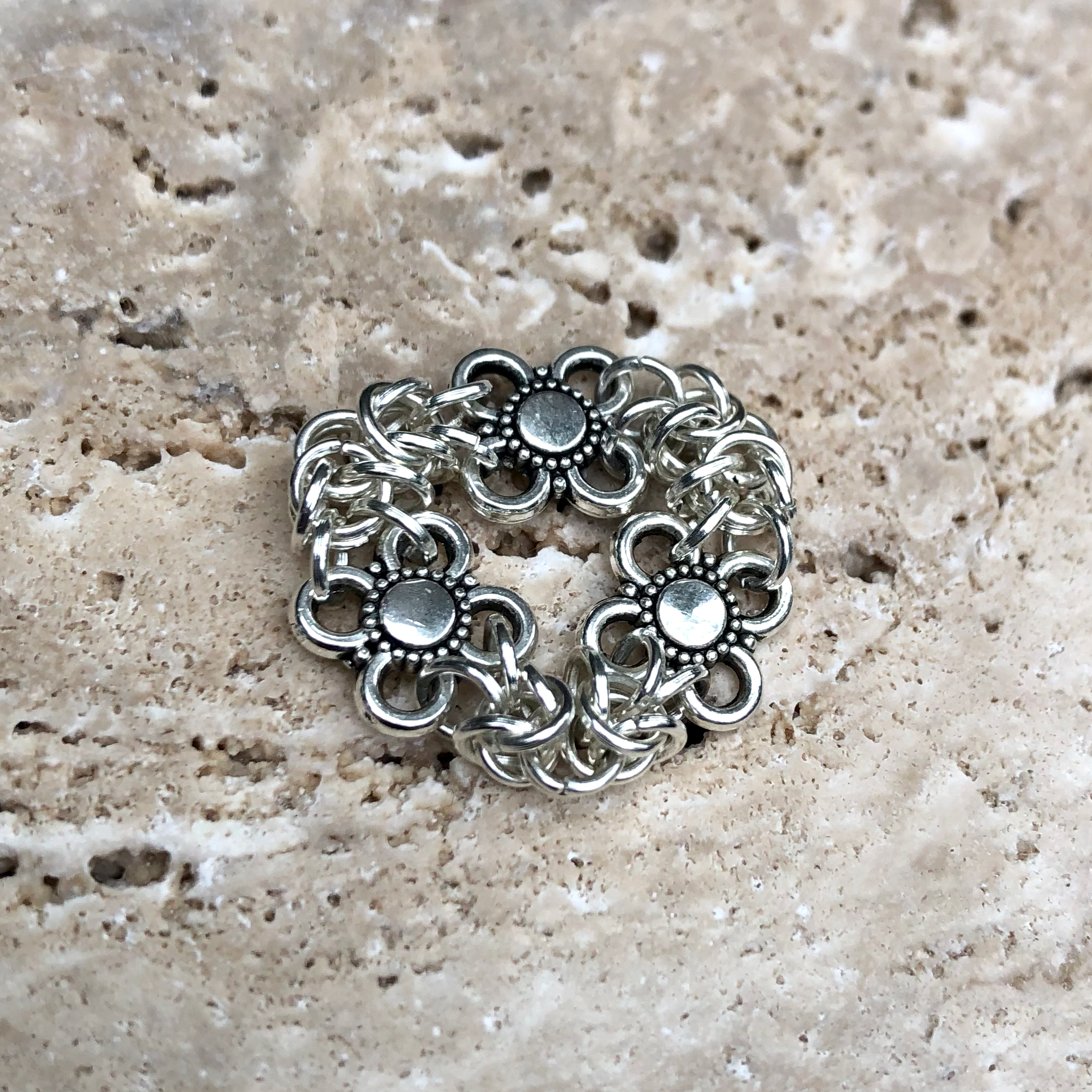 Silver Byzantine Chain Maile Bracelet