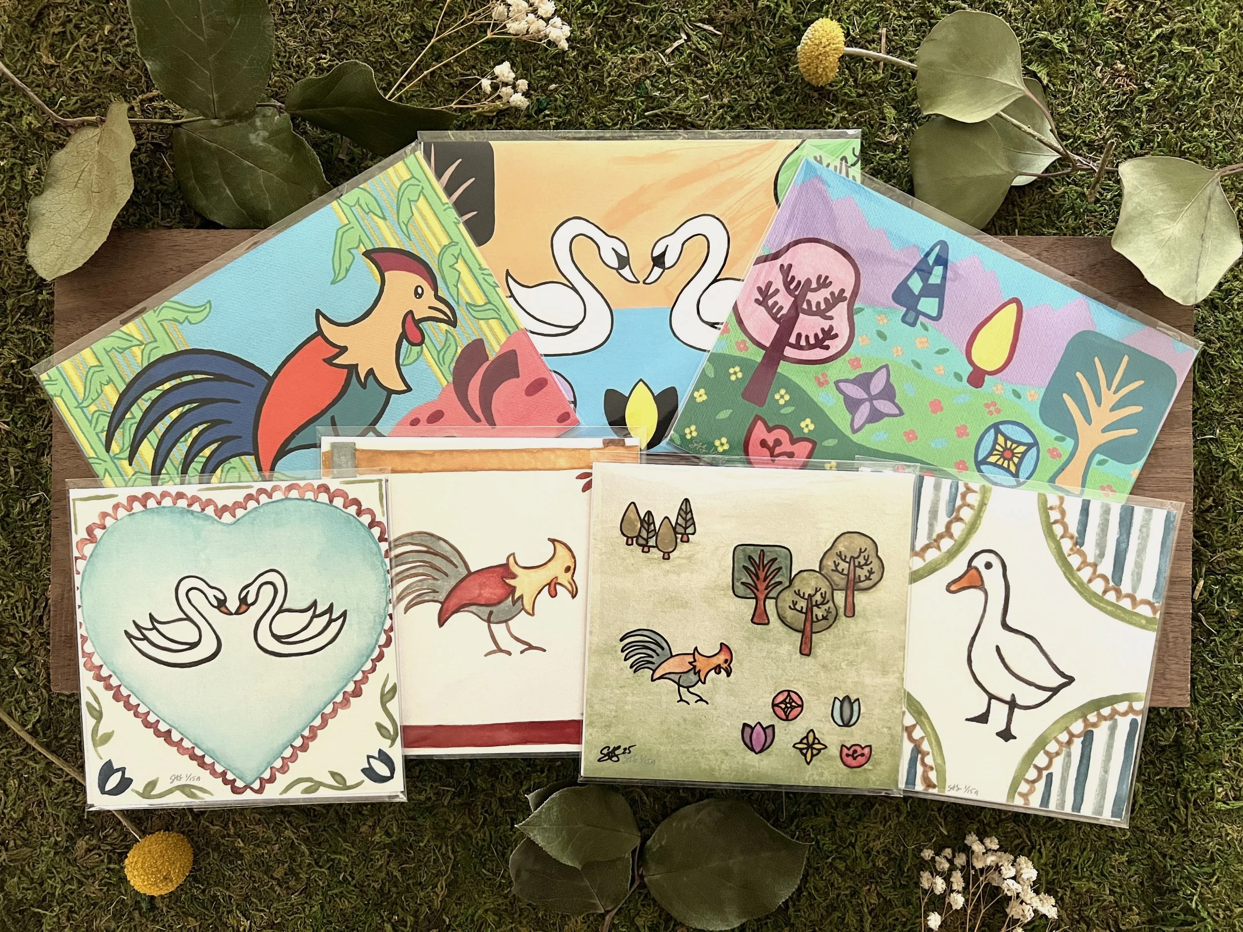 Full Set of Folk Art Giclee Prints Signed and Numbered