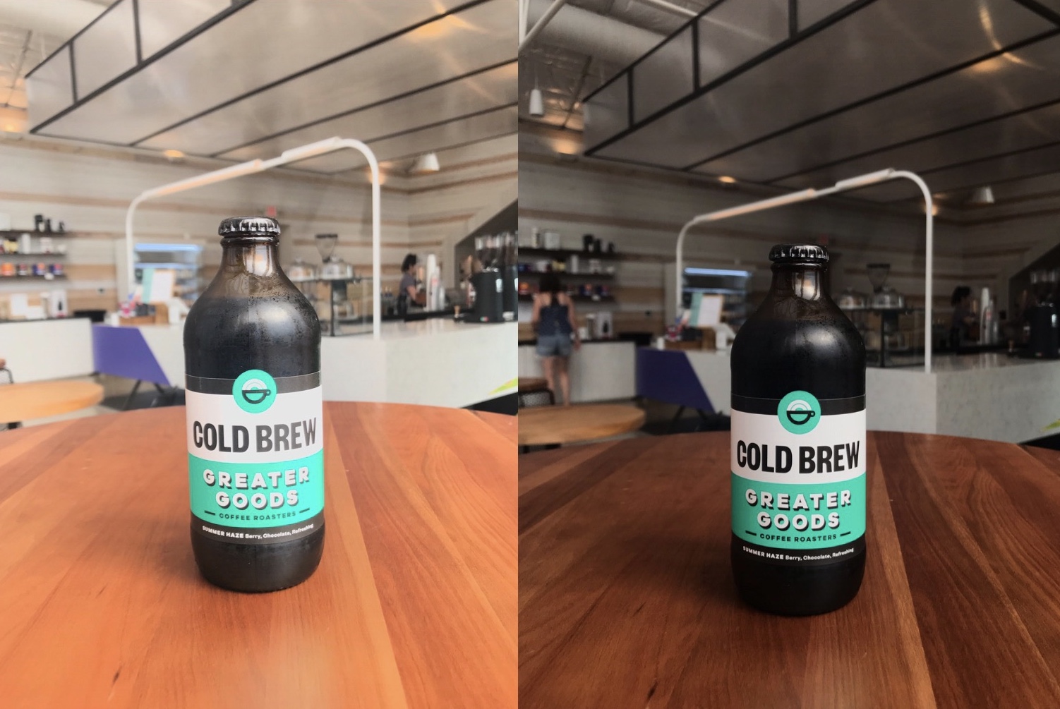 Left: Example of an overexposed image. Right: Example of a properly exposed image.