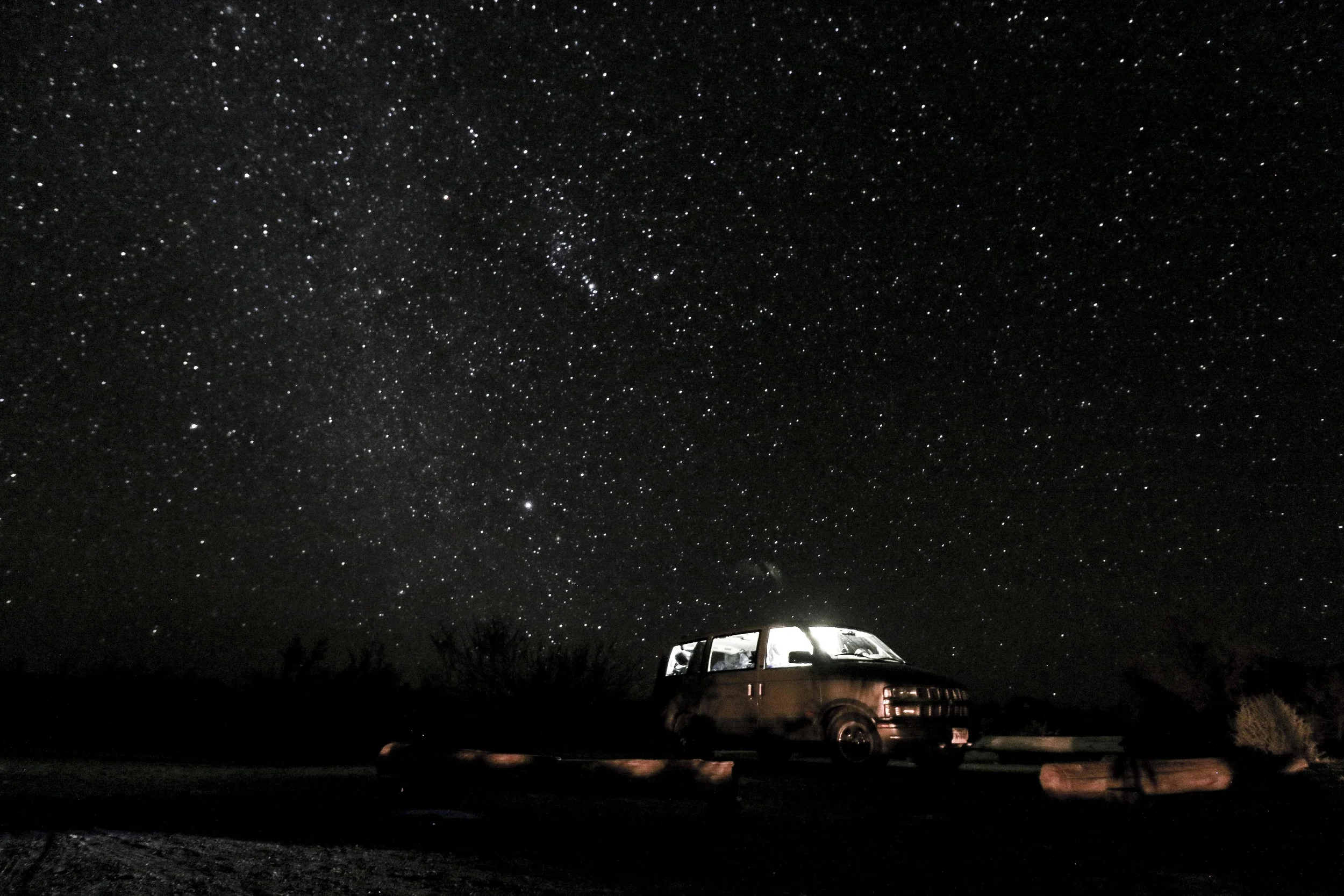 Eddie parked under the stars in Big Bend National Park during our first week on the road.