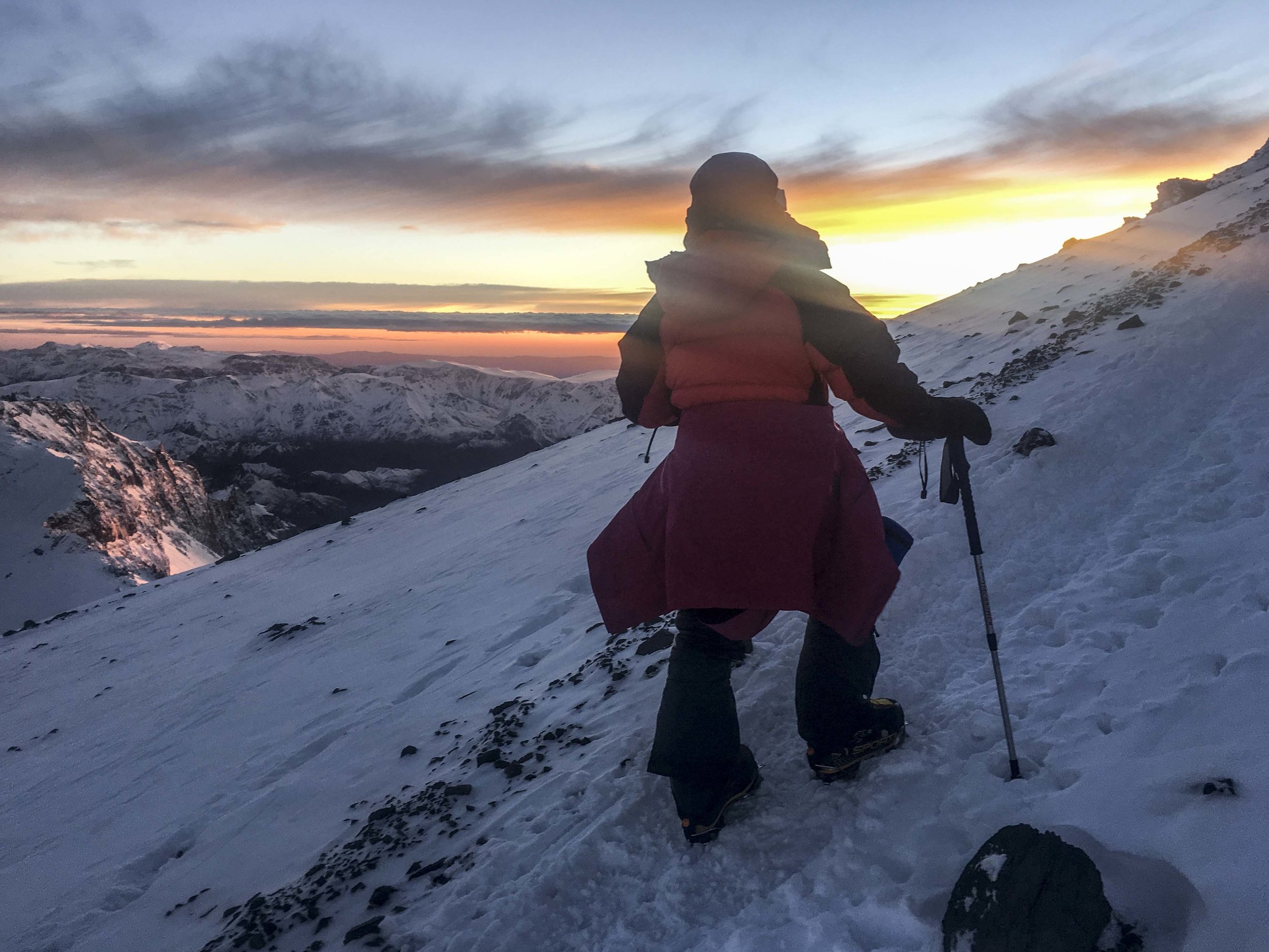 Walker climbing high above Camp III on summit day