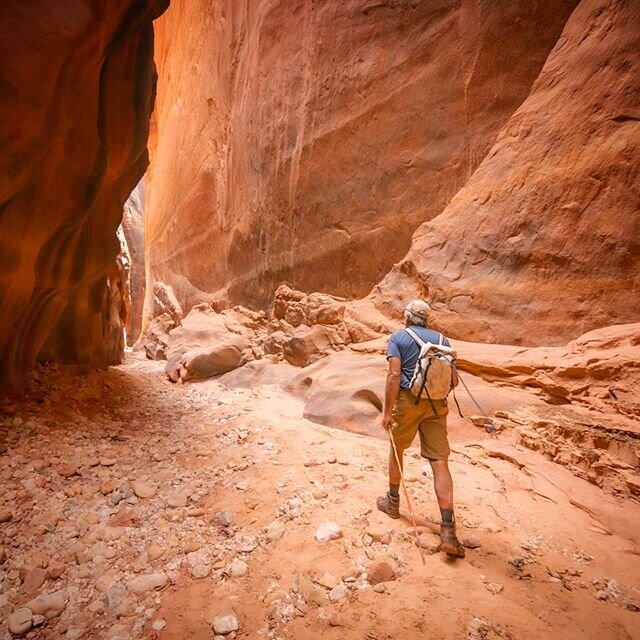There&rsquo;s a reason that Buckskin Gulch is the raddest, baddest slot around. 12 miles  uninterrupted through the belly of the desert...
☝🏼
We ran the length of it yesterday, to figure out how to best organize overnight trips through it so you as 