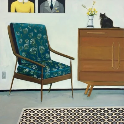 Floral Chair Interior 20"x20" acrylic on panel, 2017