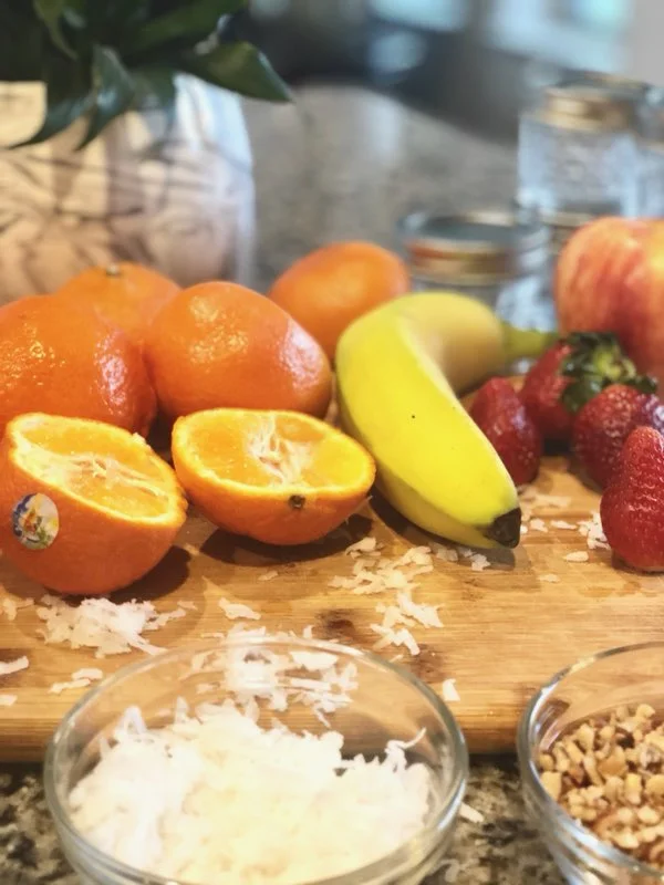 Chopping your favorite fruit and then placing them in a small mason jar with a lid and they are easy to grab and go! 
