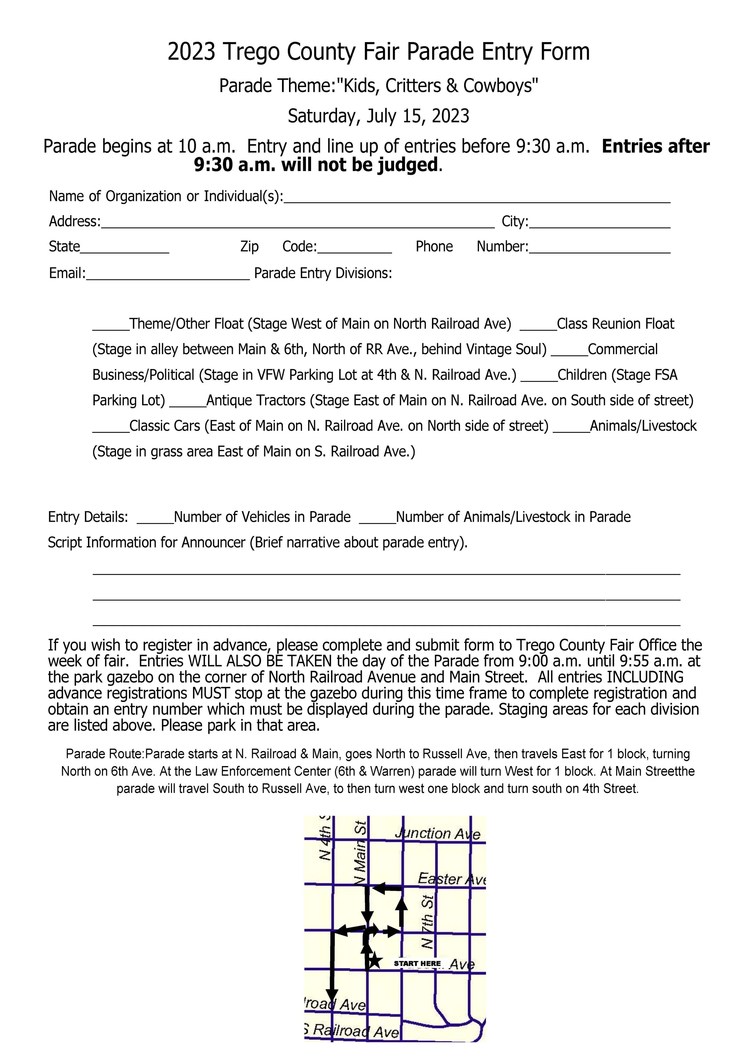 Parade Entry Form — Trego County Fair