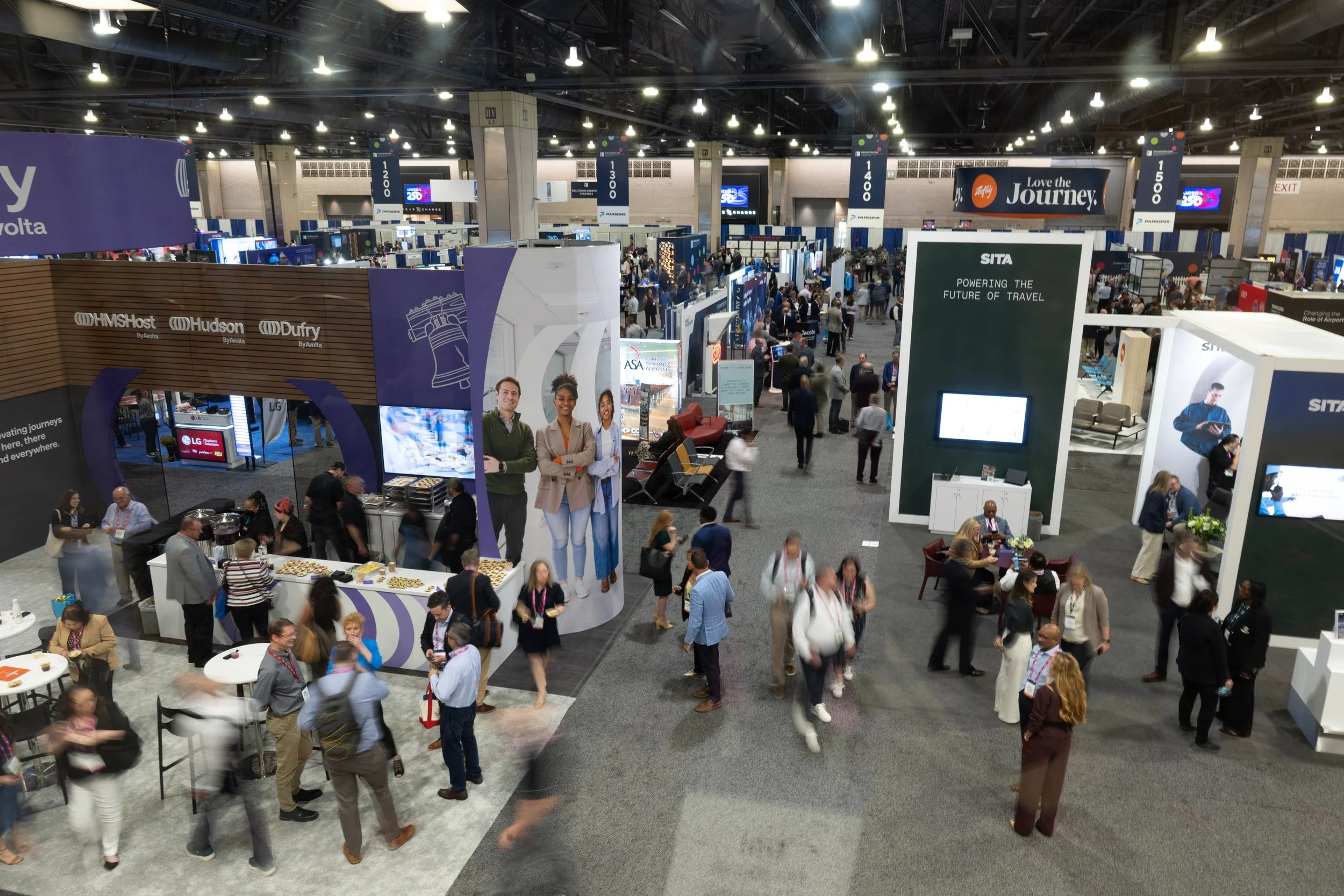 Exhibit booths and association attendees at an annual conference trade show