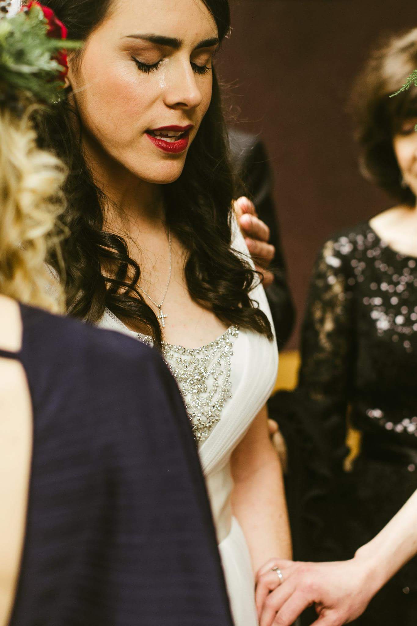 A close-up of the neckline/sparkle. Photo courtesy of Leah Muse Photography . 