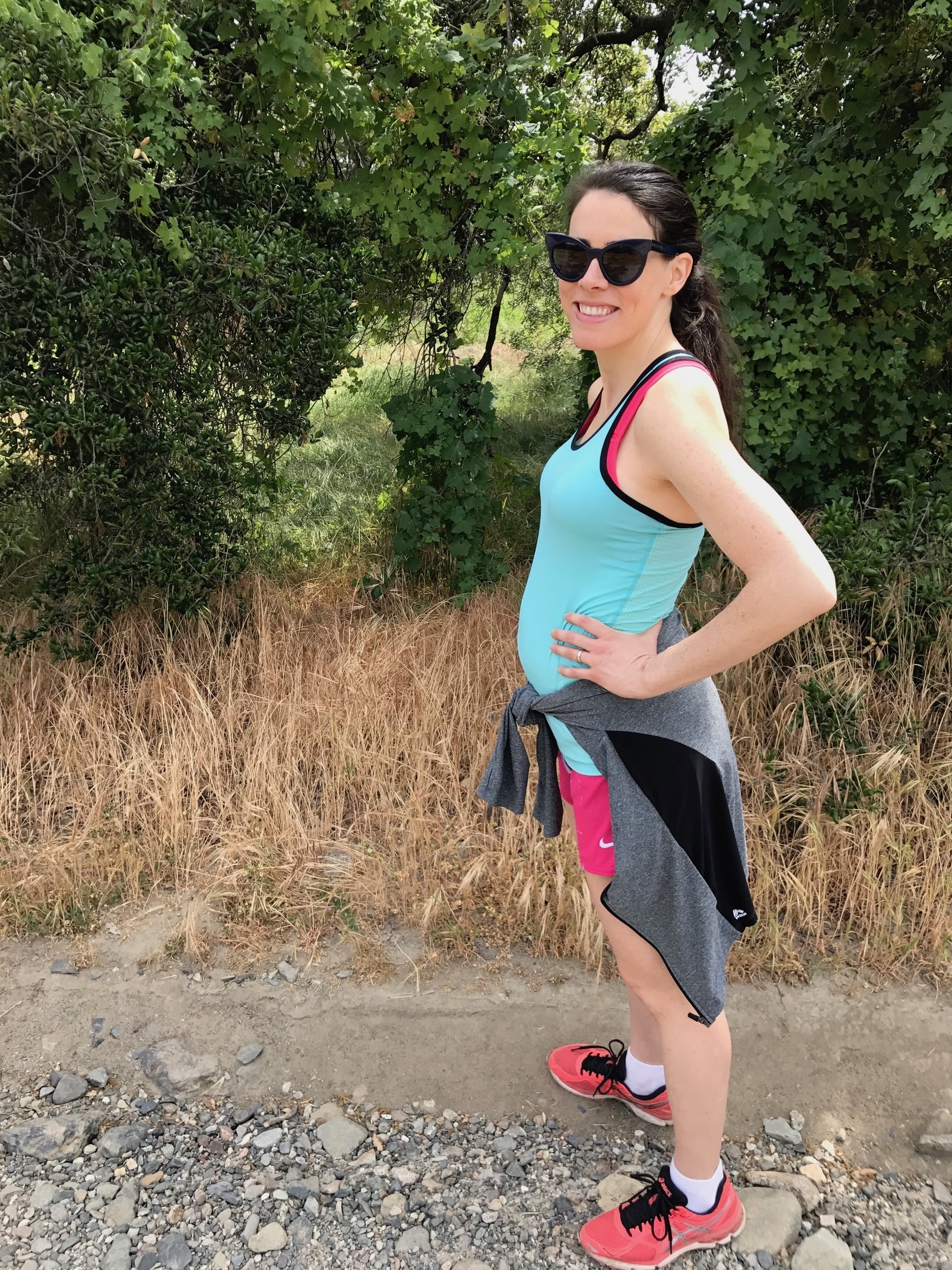 My first baby bump photo, taken on a hike with Kristian in Orange County in late April. 