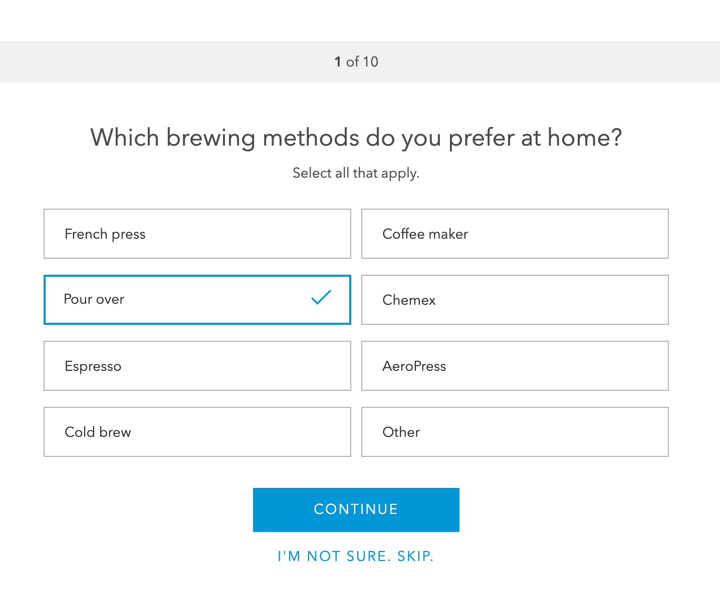 Take the 10 step quiz to learn more about your coffee preferences